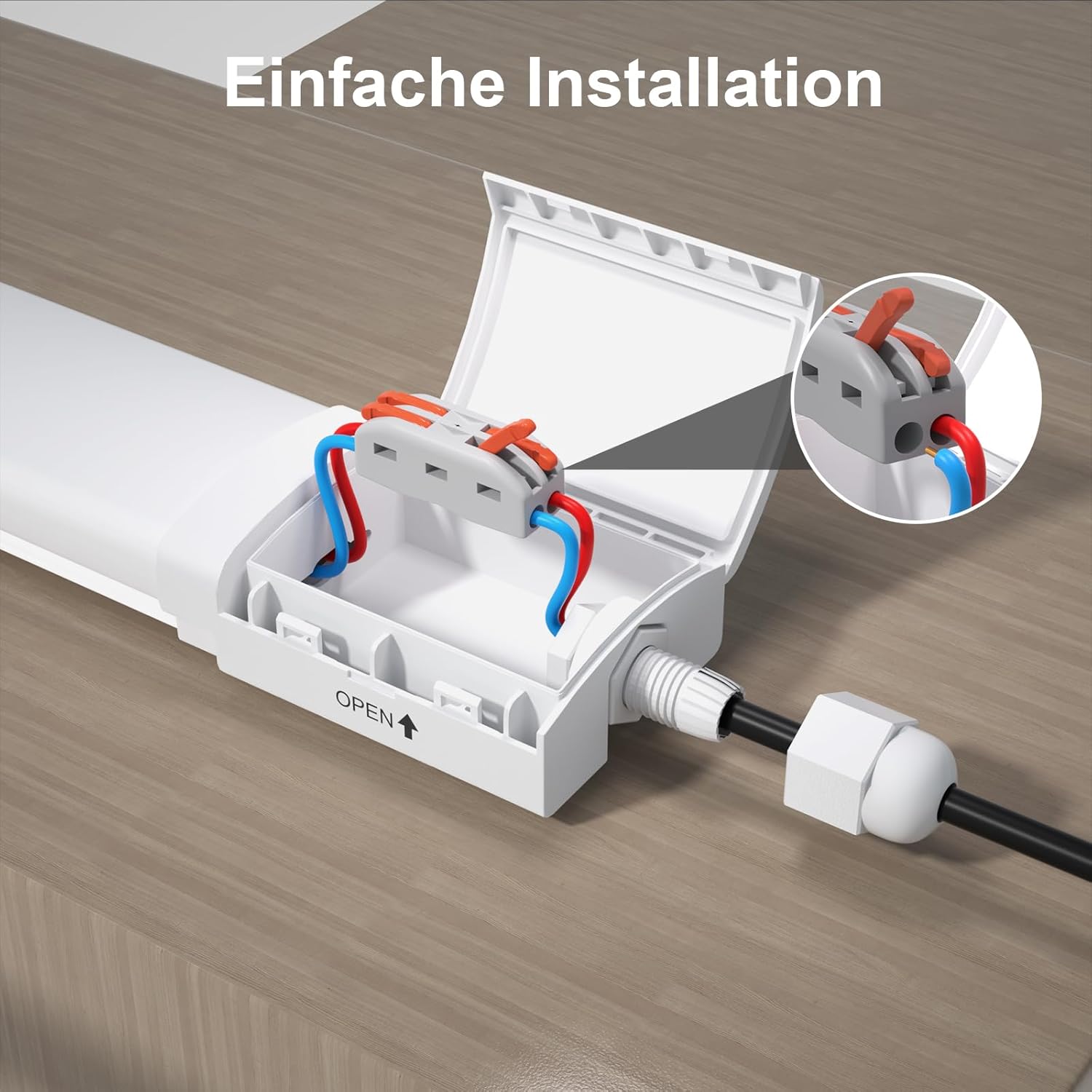 Detalle de Modlicht LED Feuchtraumleuchte 60 cm (18 W, 5.000 K, 1.980 lm) – ultraslim, IP65
