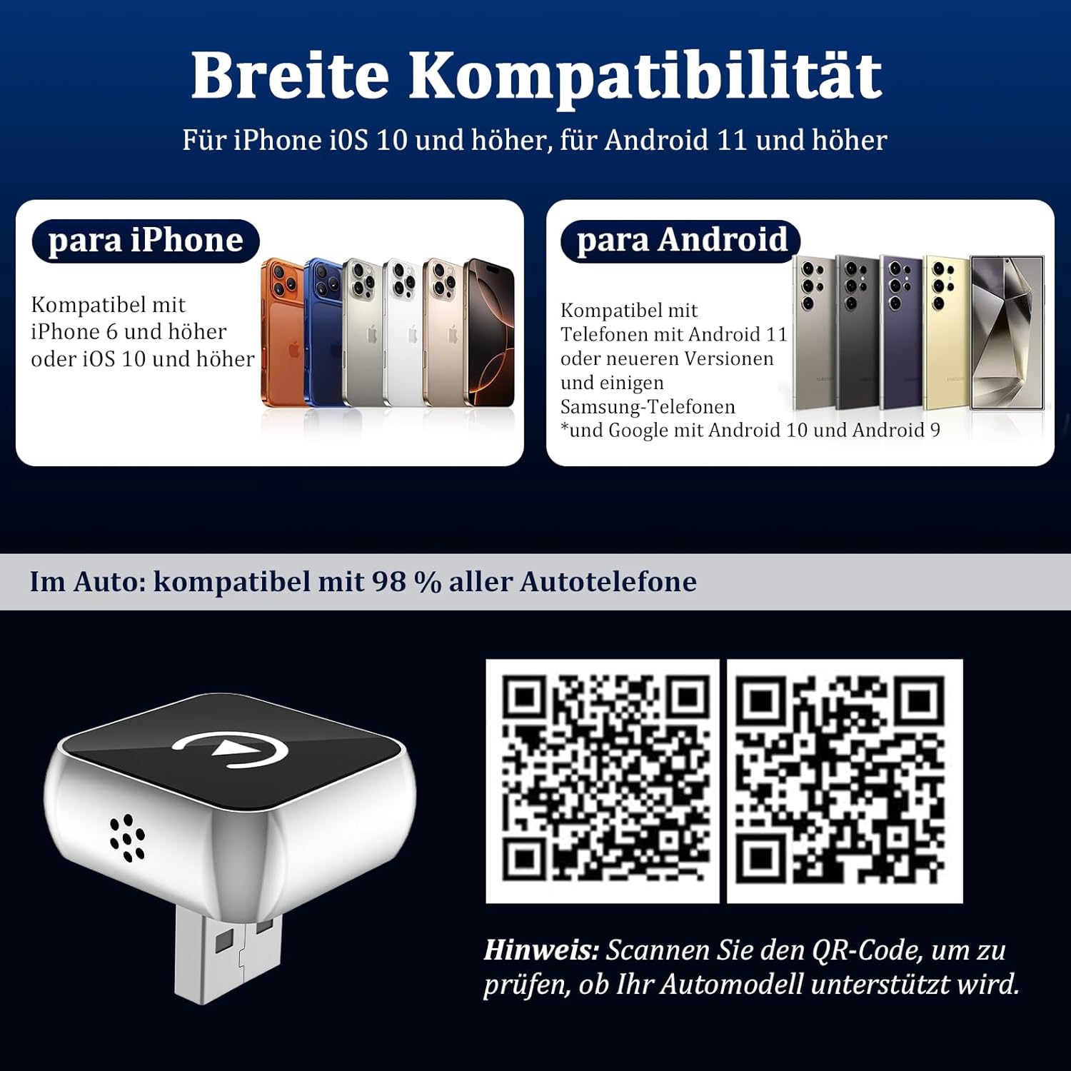 Thumbnail 4 de BSTOEM 2 in 1 Carplay Wireless Adapter & Android Auto Adapter – kabellos CarPlay/Android Auto für iPhone und Android
