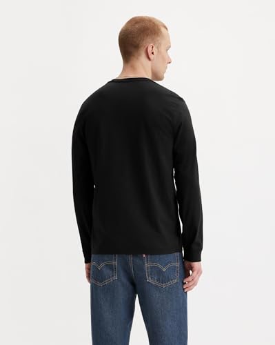 Detalle de Levi's Long-Sleeve Original Housemark Tee, camiseta de manga larga para hombre, negra, talla L