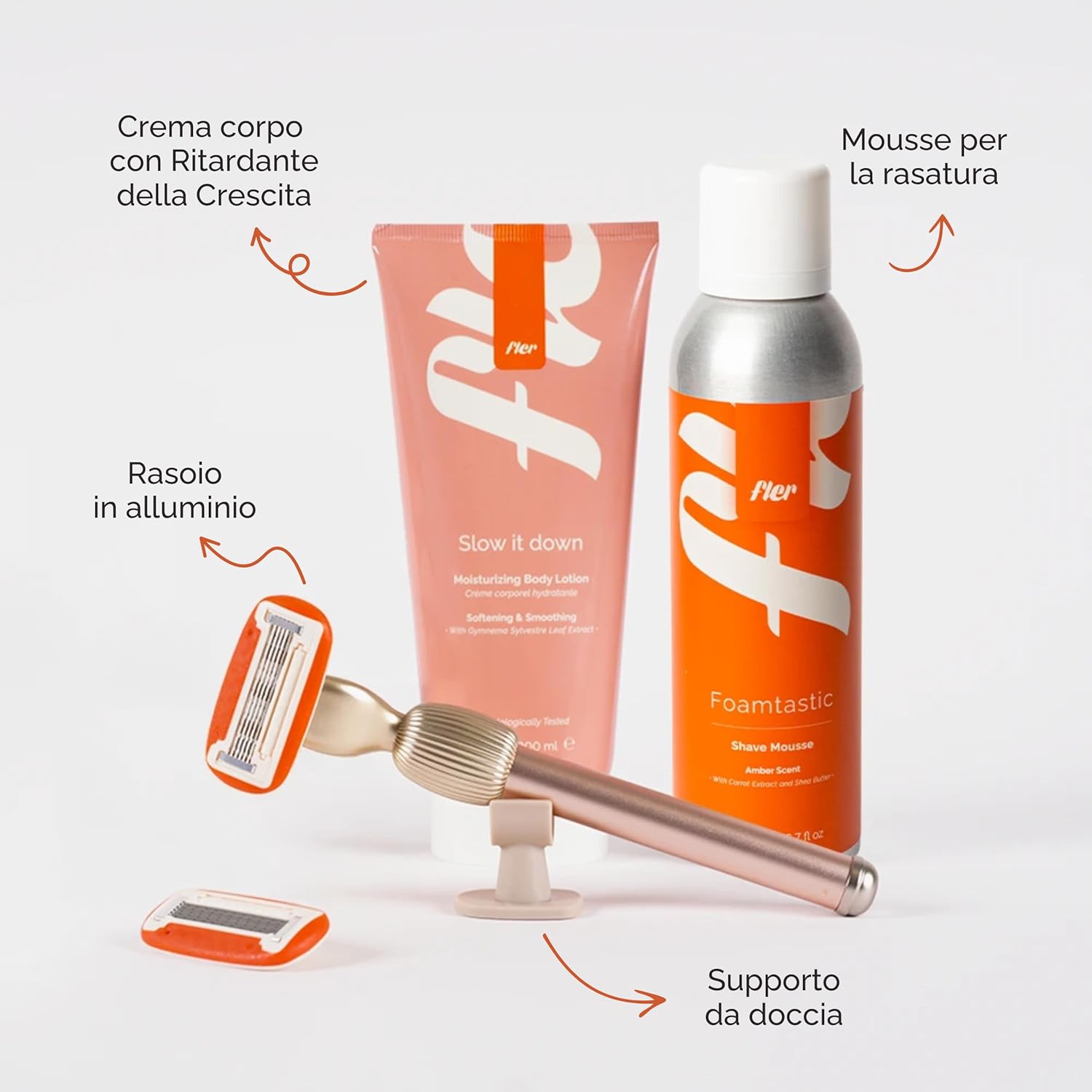 Thumbnail 1 de Fler Smooth Skin Set: rasoio donna con supporto, 2 lamette di ricambio e crema corpo lenitiva