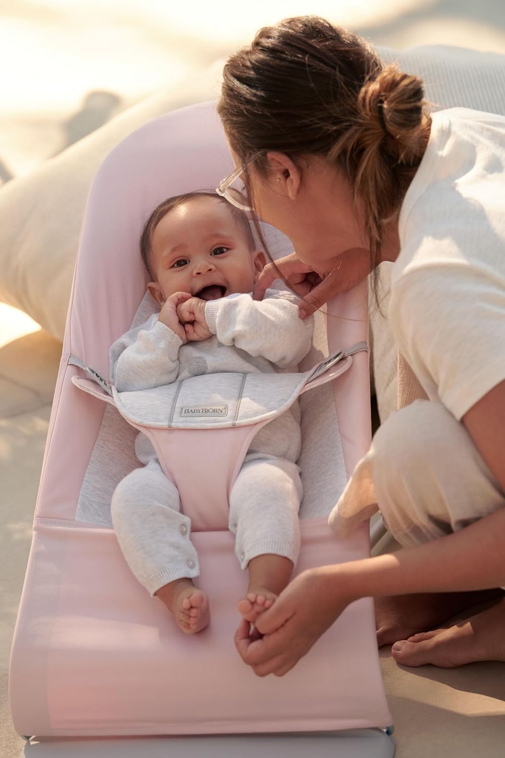 Thumbnail 3 de BabyBjörn Babywippe Balance Soft – Gewebt/Jersey, Hellrosa/Grau
