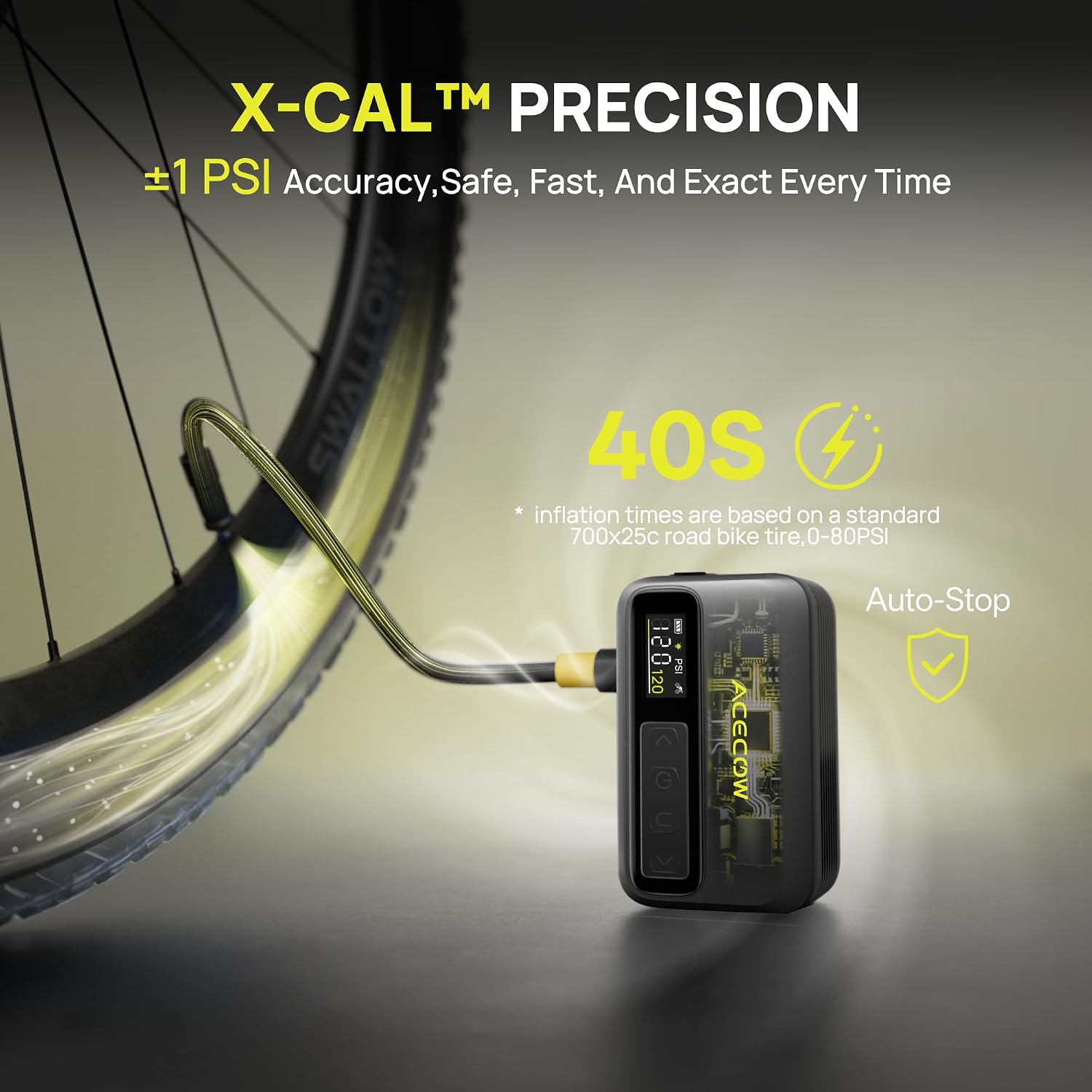 Detalle 2 de Acecow AT5Pro mini pompe à vélo électrique 120 PSI