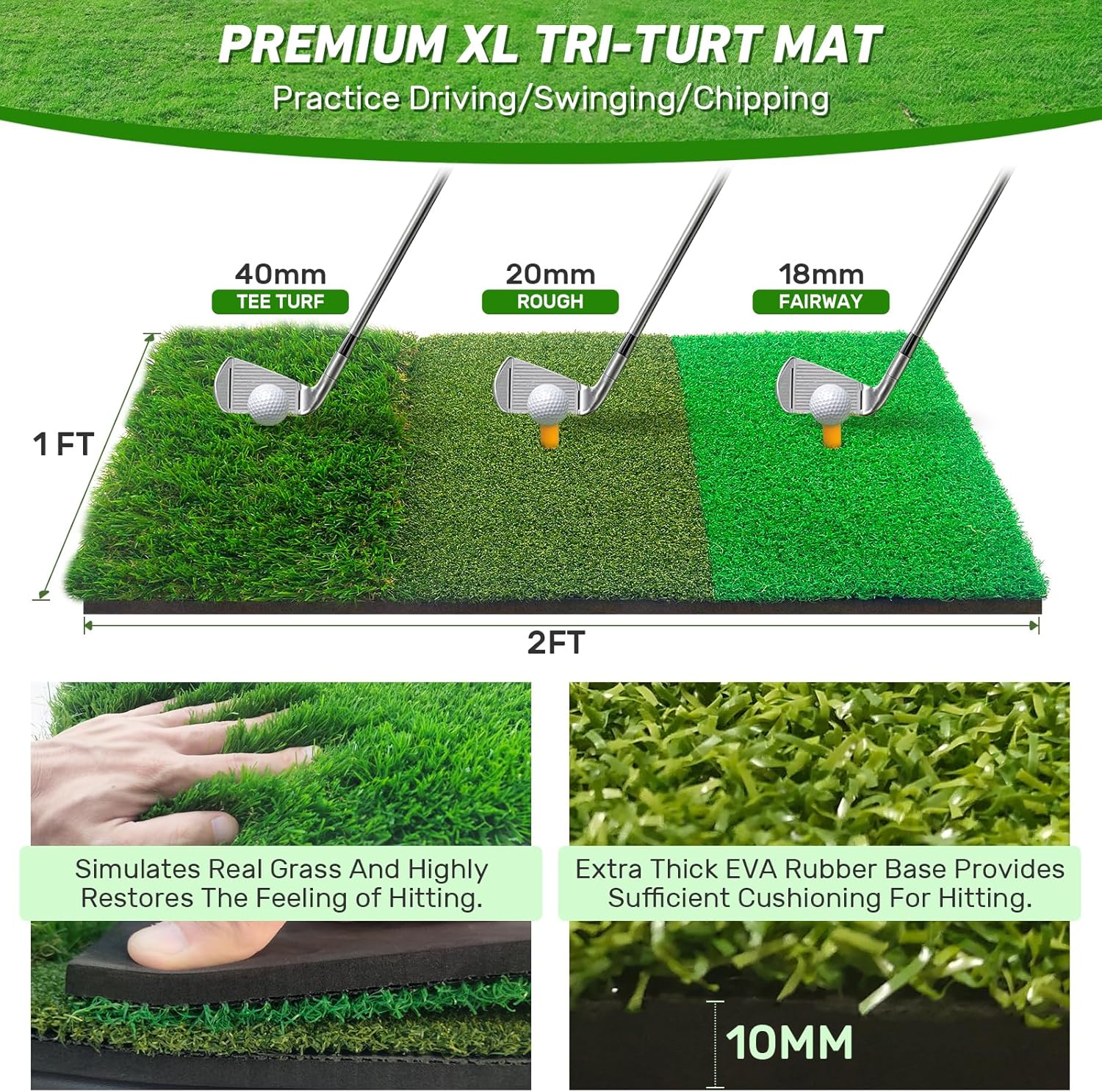 Thumbnail 4 de Zensouds Golf Net 10x7FT with Practice Mat – Indoor/Outdoor Hitting Aid with Targets