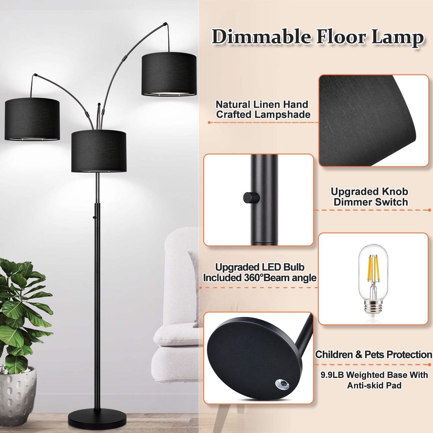 Thumbnail 3 de Arc Floor Lamp, 3 Lights