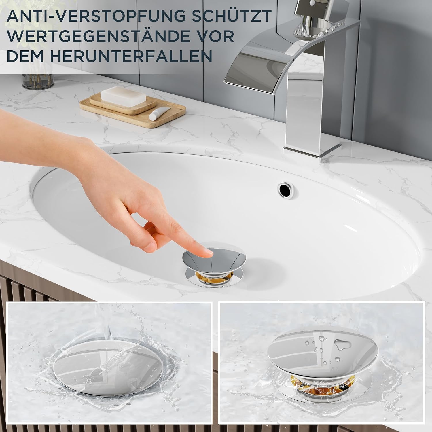 Detalle 2 de FORIOUS Wasserfall-Waschtischarmatur 110 mm