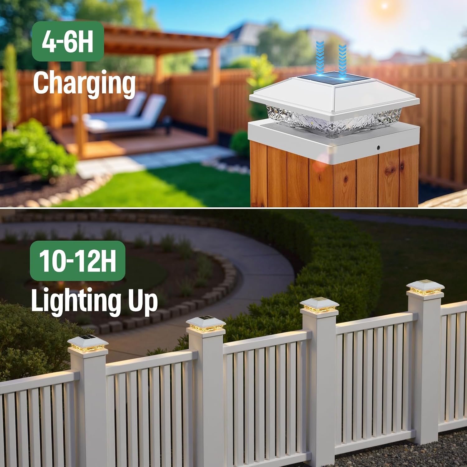 Detalle de JOFIOS Solar Post Cap Lights, 6-Pack