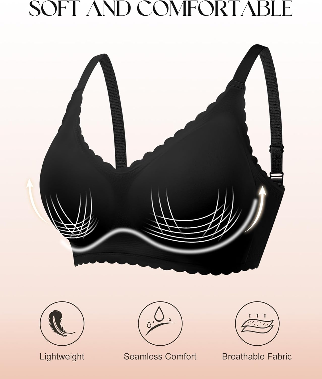 Thumbnail 1 de Seamless Jelly Bras 3-Pack Deep V Wireless Push-Up 🩲