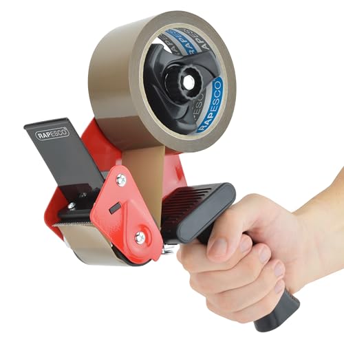 Detalle de RAPESCO 1683 Dispenser Nastro Adesivo da Imballaggio 960 e 1 Rotolo: robustezza professionale e praticità
