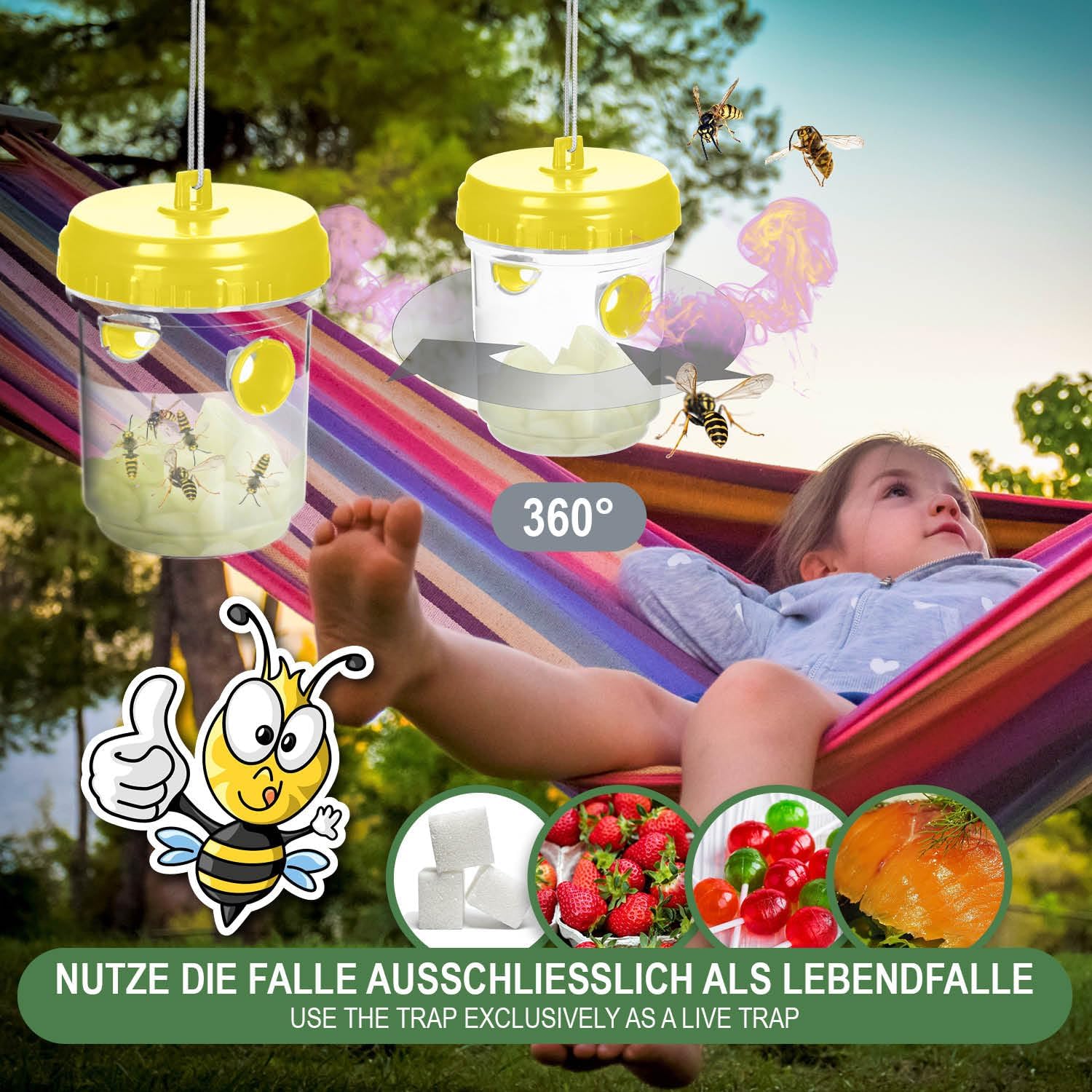 Thumbnail 1 de COM-FOUR® 4X Piège à guêpes – Piège Vivant écologique à suspendre, 4 pièces