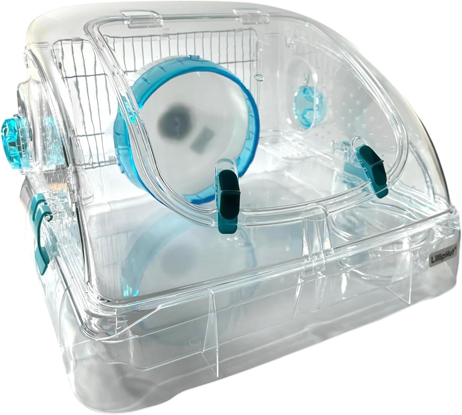 Thumbnail 4 de LillipHut Hamster Cage (Blue, Medium) – clear acrylic small animal habitat with wheel & climbing accessories