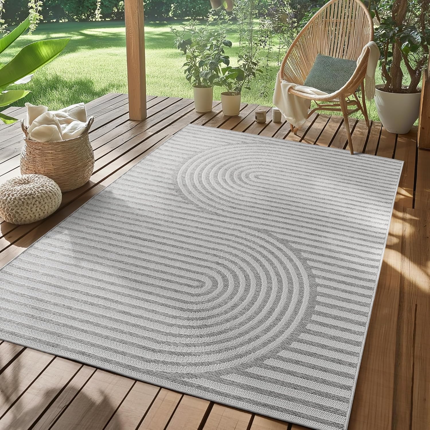 Thumbnail 6 de SIMPEX Outdoor Teppich Grau 200x290 cm – Wetterfest, UV-beständig und pflegeleicht
