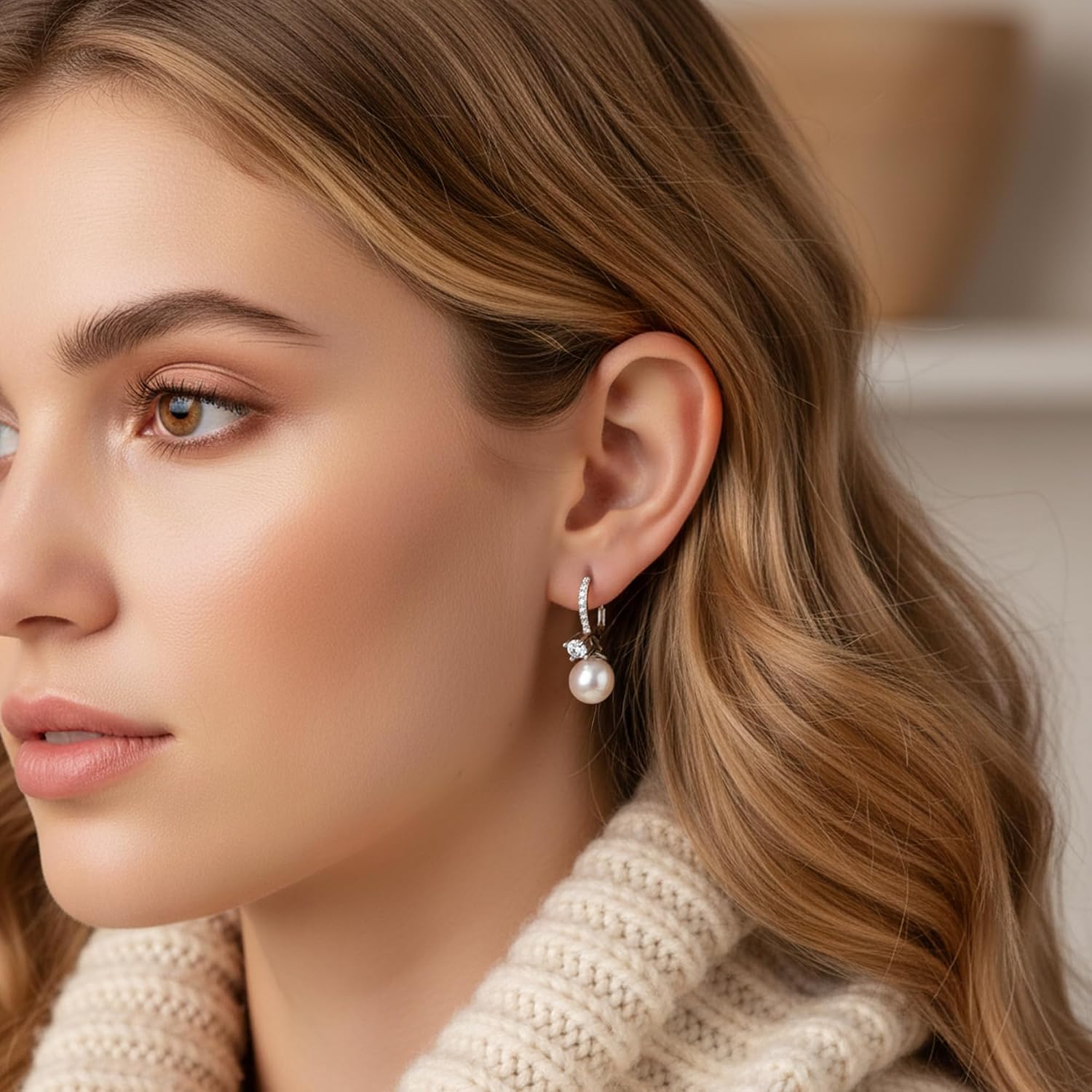 Detalle de BAMIKI Pearl Drop Earrings 8mm Pearls