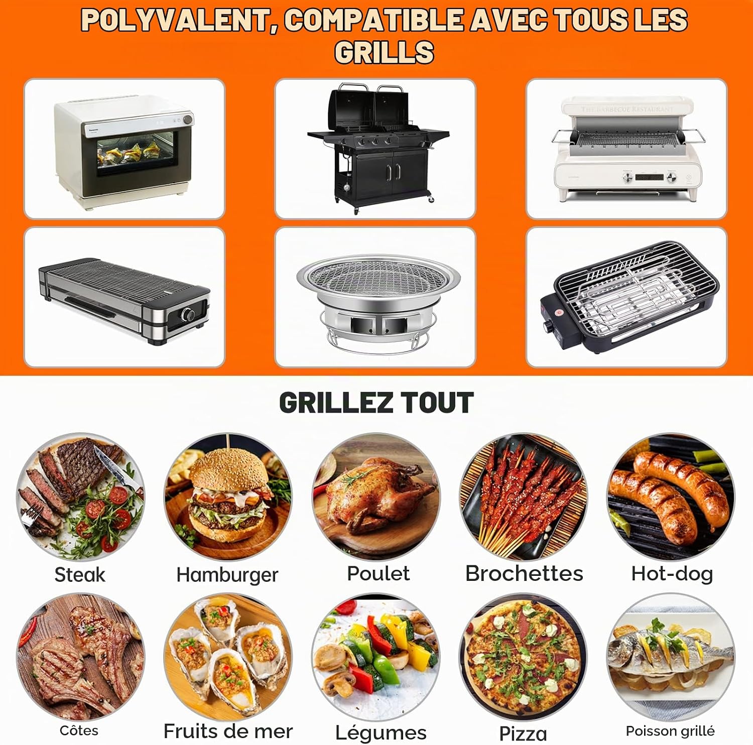 Thumbnail 4 de SPGOOD 9020B grillmatten, set van 4, 50 x 40 cm, antiaanbaklaag