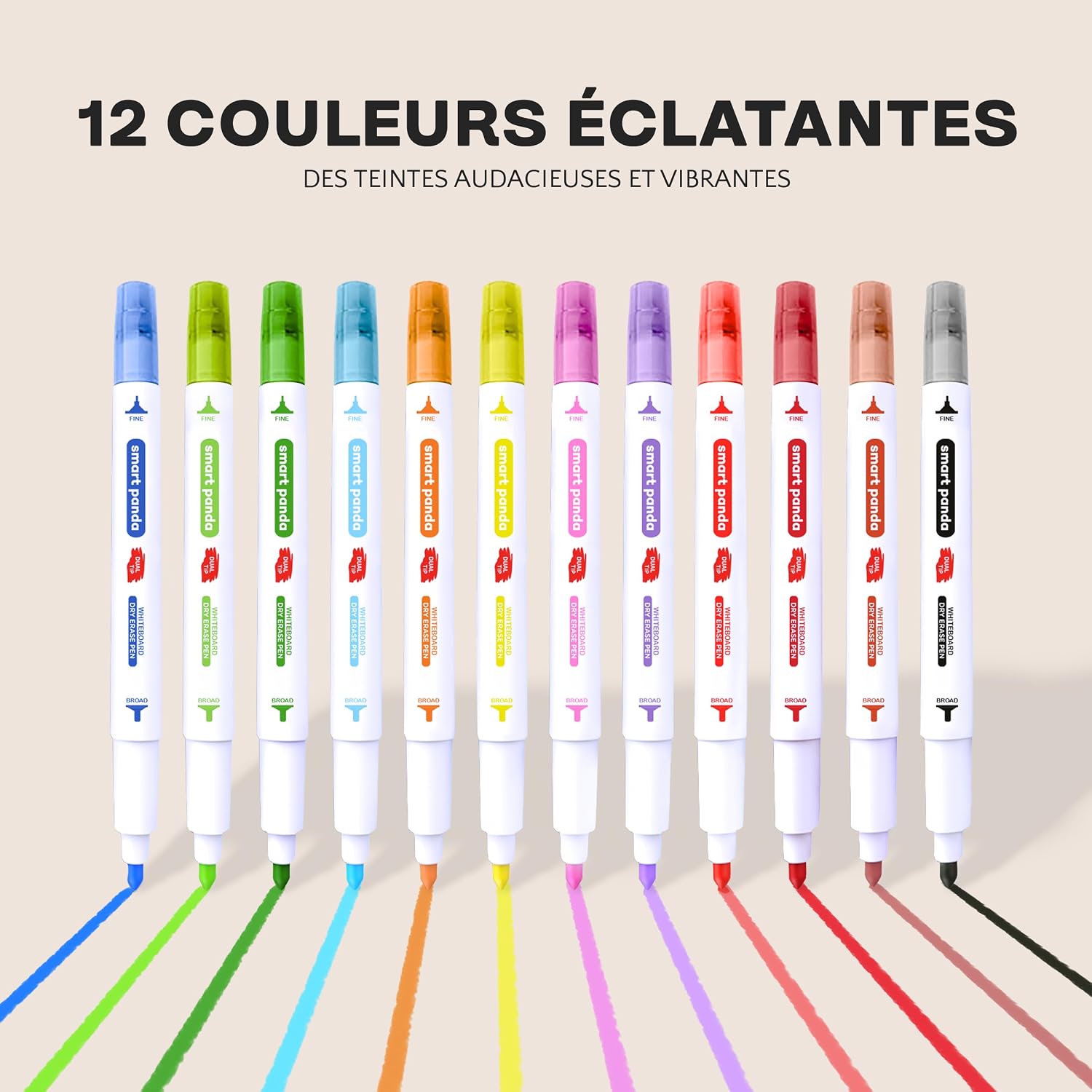 Detalle 2 de Smart Panda Feutres tableau blanc 12 couleurs