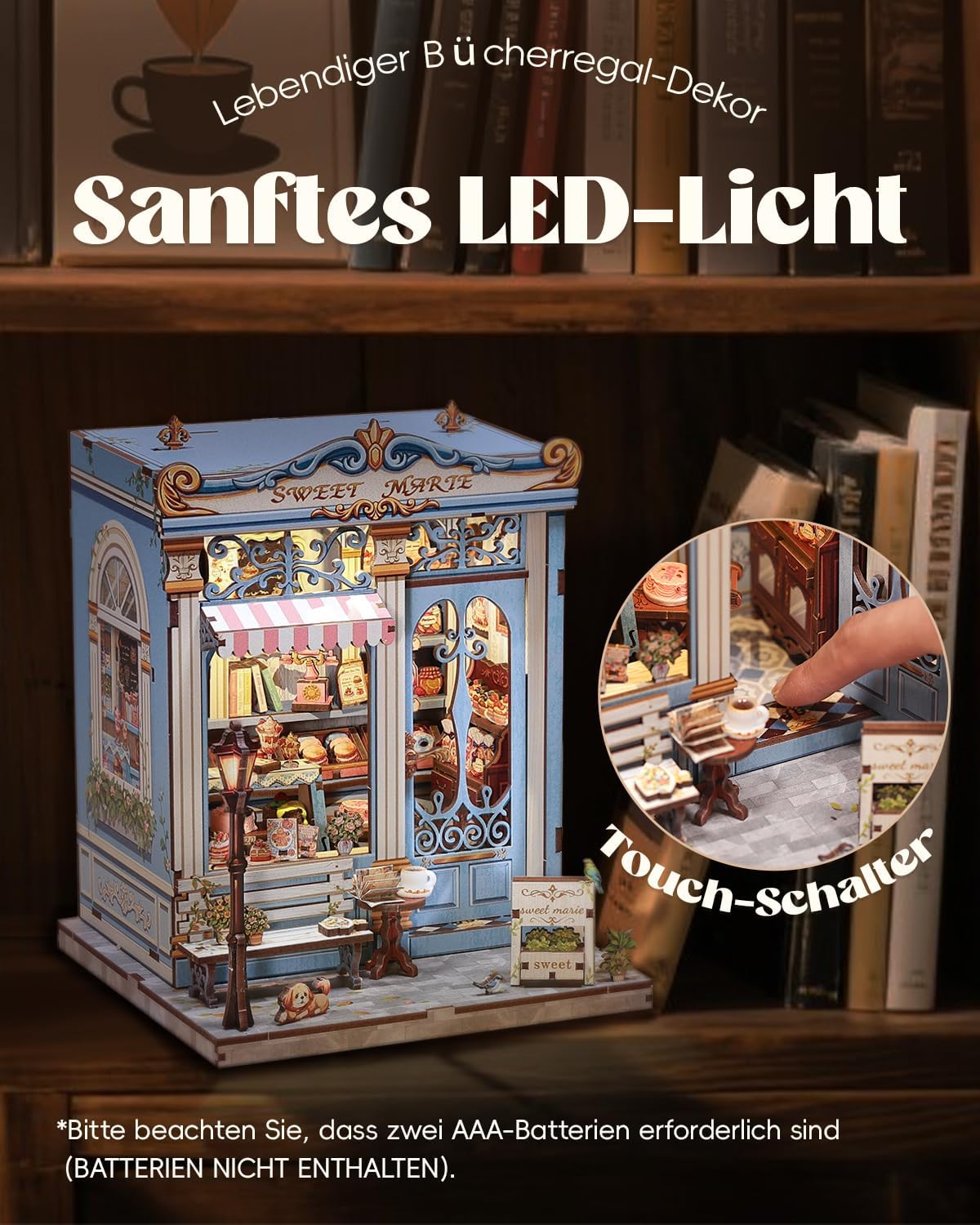 Detalle 2 de Cunfun Book Nook Kit Sweet Marie 242 pezzi
