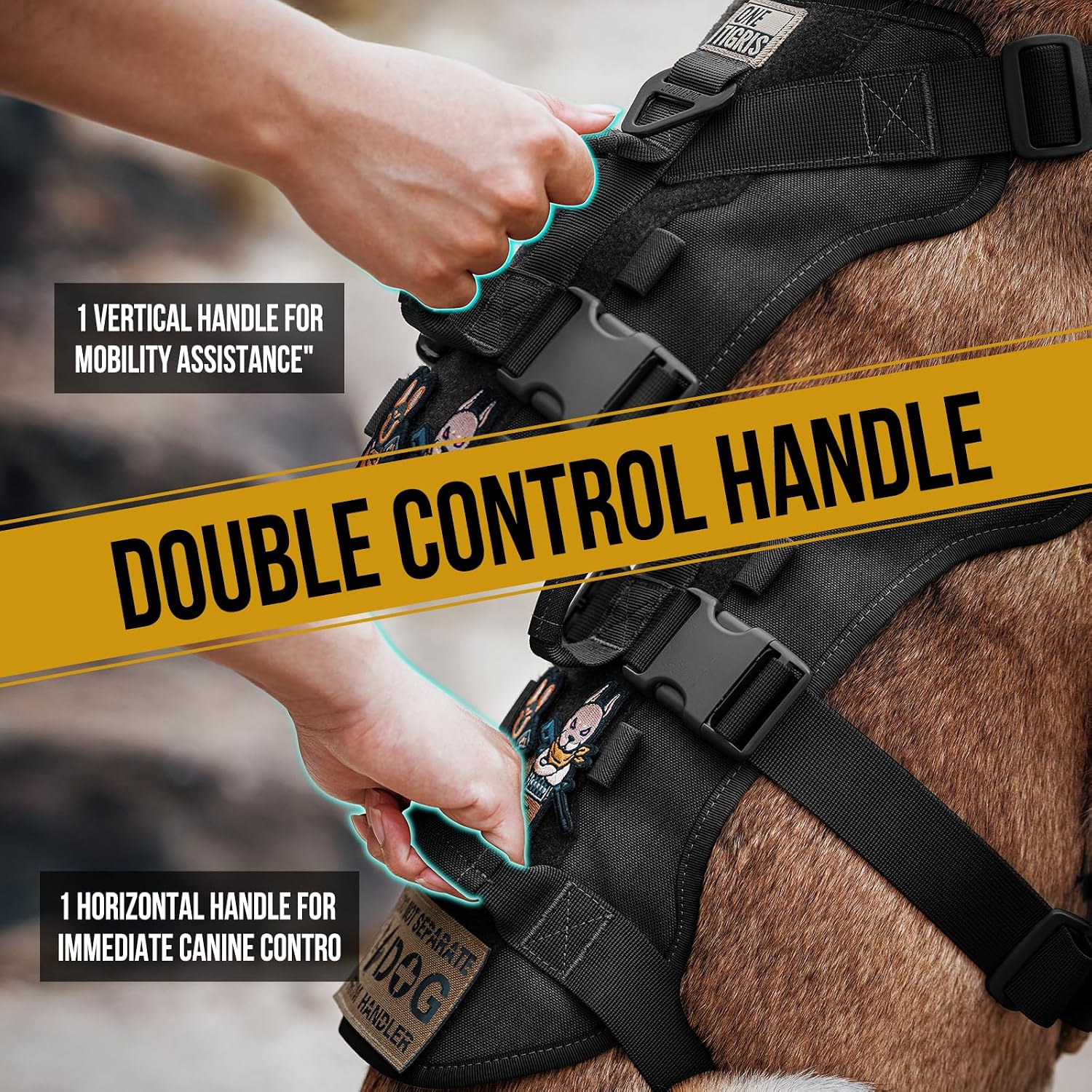Detalle 2 de OneTigris Escape Proof Dog Harness (No Pull) with Handles – Tactical multi-use support for large dogs, XL, Black