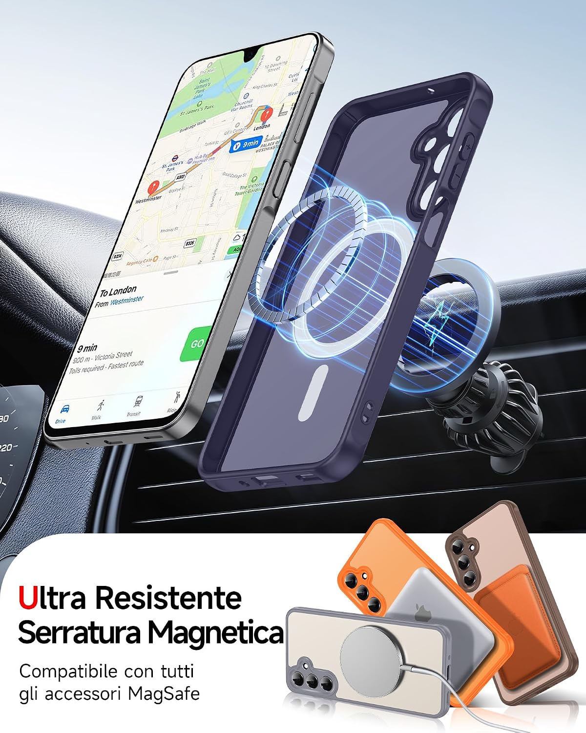 Thumbnail 2 de LeYi Cover magnetica con custodia TPU/PC per Samsung Galaxy A17 5G con 2 vetri temperati, anti-impronte e antiurto, blu