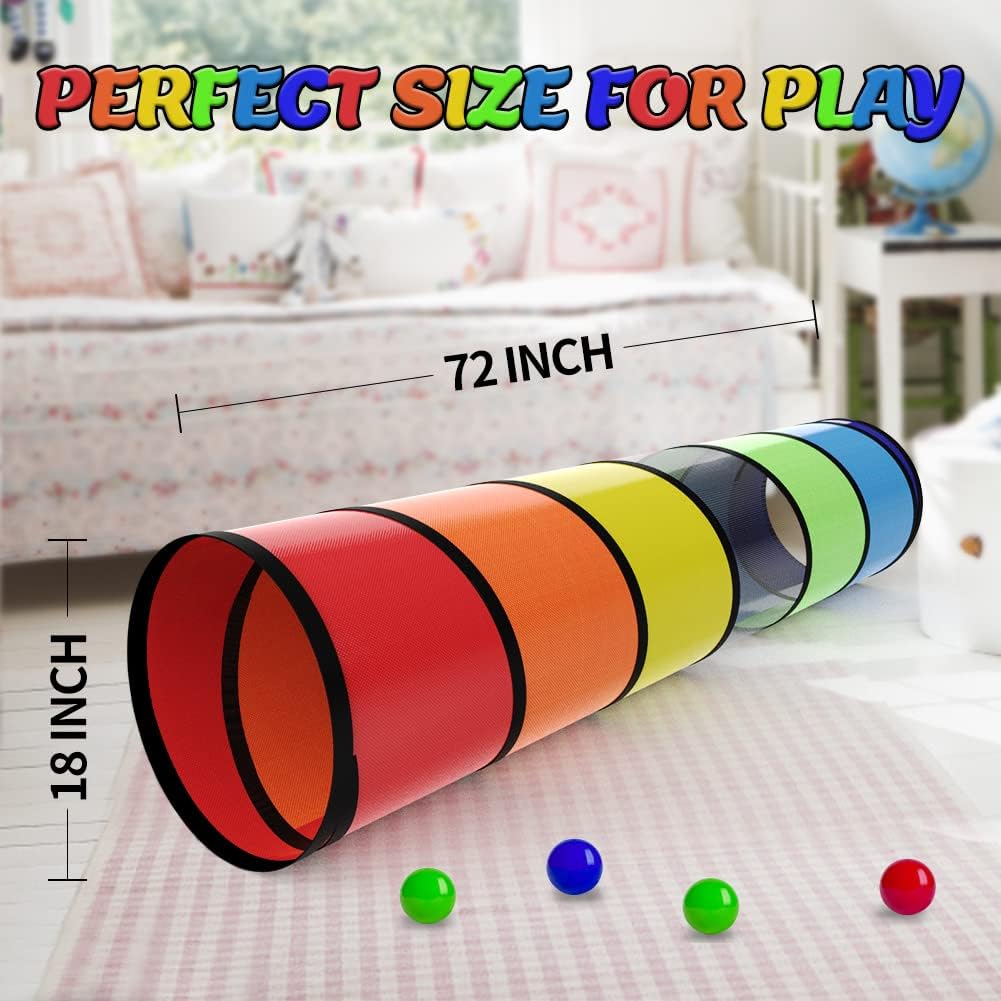 Detalle de Kids Play Tunnel for Toddlers 1-3: 6-Foot Colorful Pop-Up Crawl Tunnel (Breathable Mesh)