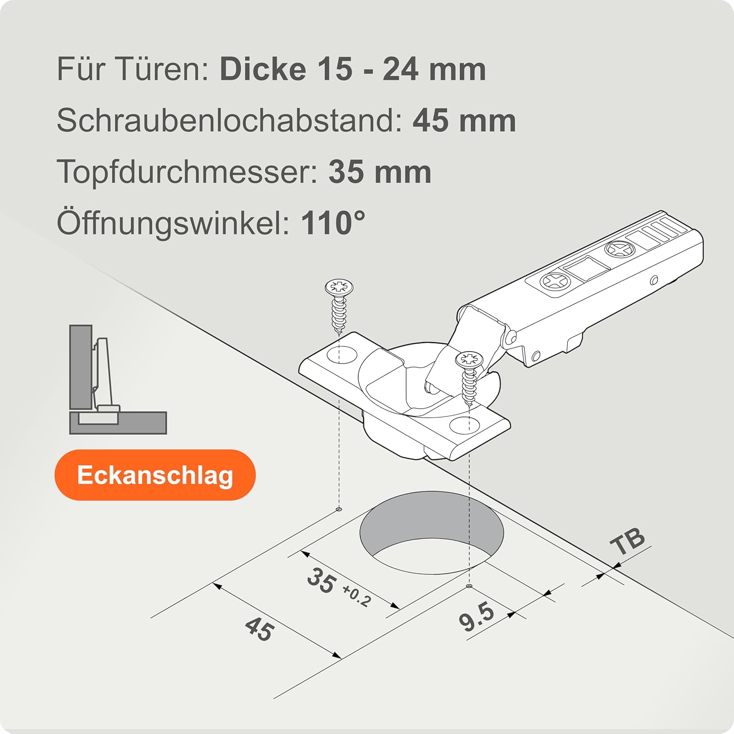Thumbnail 2 de BLUM CLIP top BLUMOTION Möbelscharnier (110°, 35 mm Topf) – zwei Stück, vernickelt