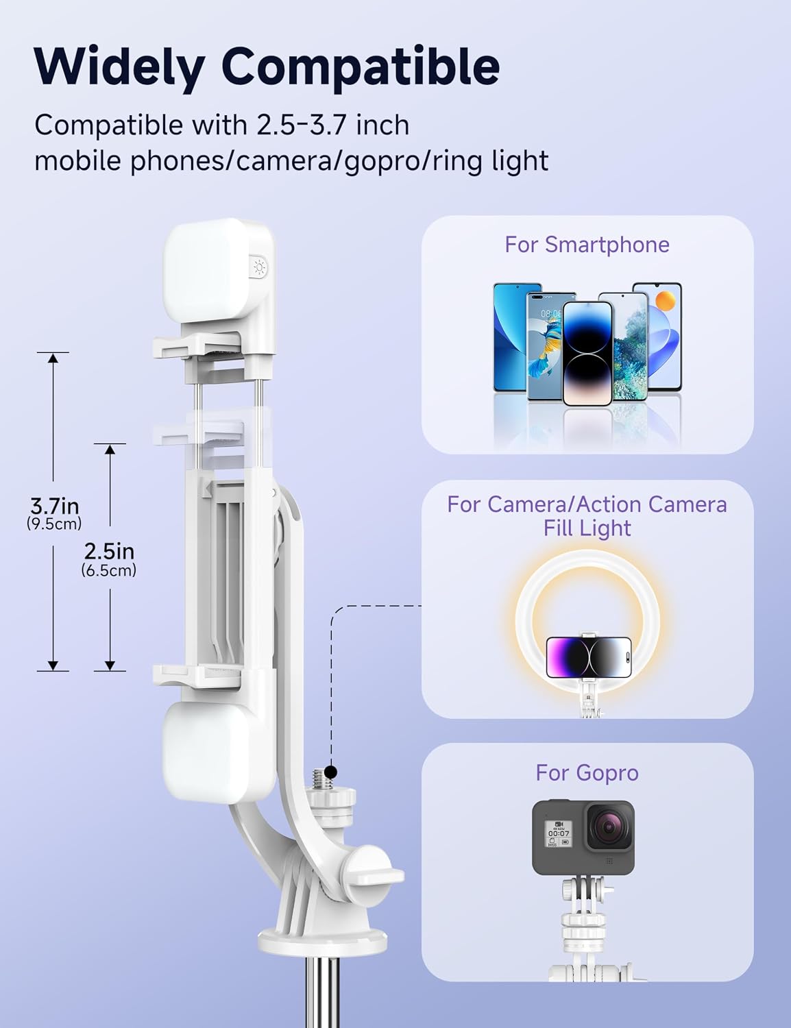Detalle de Selfie stick tripod with LED lights