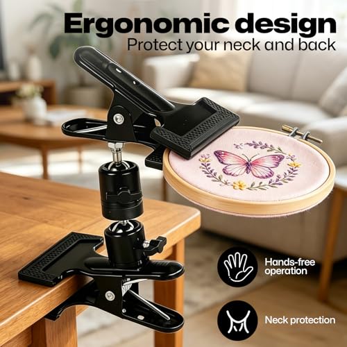 Thumbnail 6 de TFLPUO Metal Embroidery Hoop Holder – Adjustable 360° Rotated Cross Stitch Table Stand