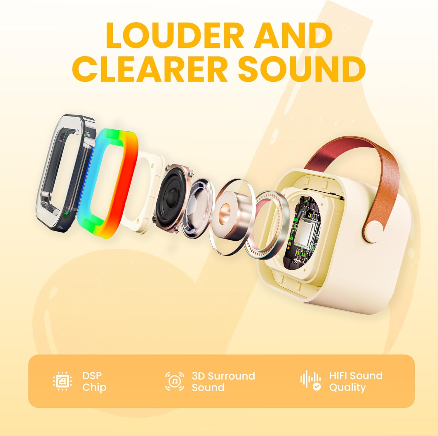 Thumbnail 1 de Ankuka Karaoke Machine for Kids & Adults with Wireless Microphone, Portable Bluetooth Speaker (Beige)