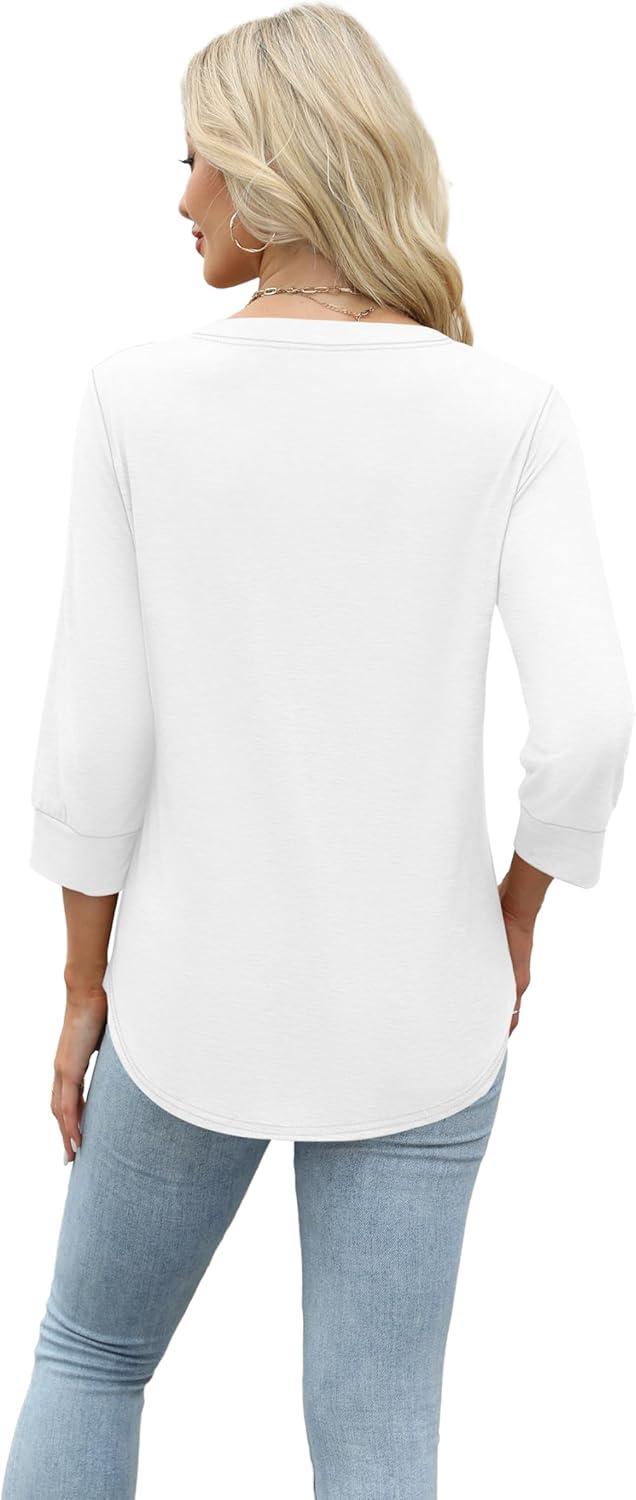 Thumbnail 3 de Aokosor Women's 3/4 Sleeve V-Neck Tunic Top