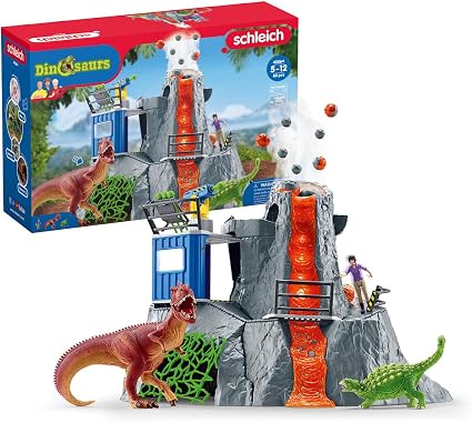 Detalle de schleich DINOSAURS 42564 – Set Campamento con Dinosaurios y Volcán LED