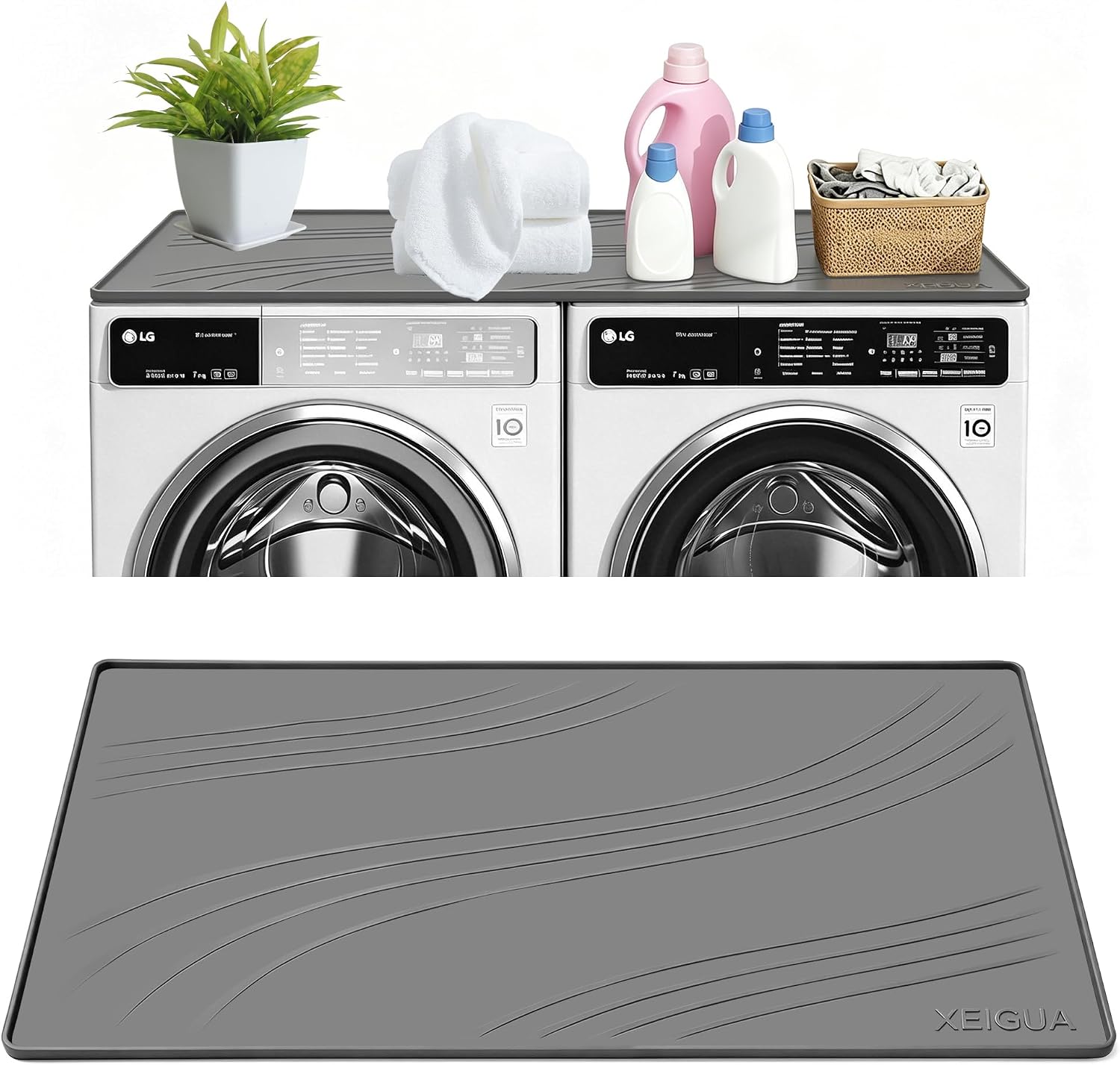 Detalle de Xeigua 001 Silicone Washer Mat, 54×27 Inch, Non-Slip with Raised Edge