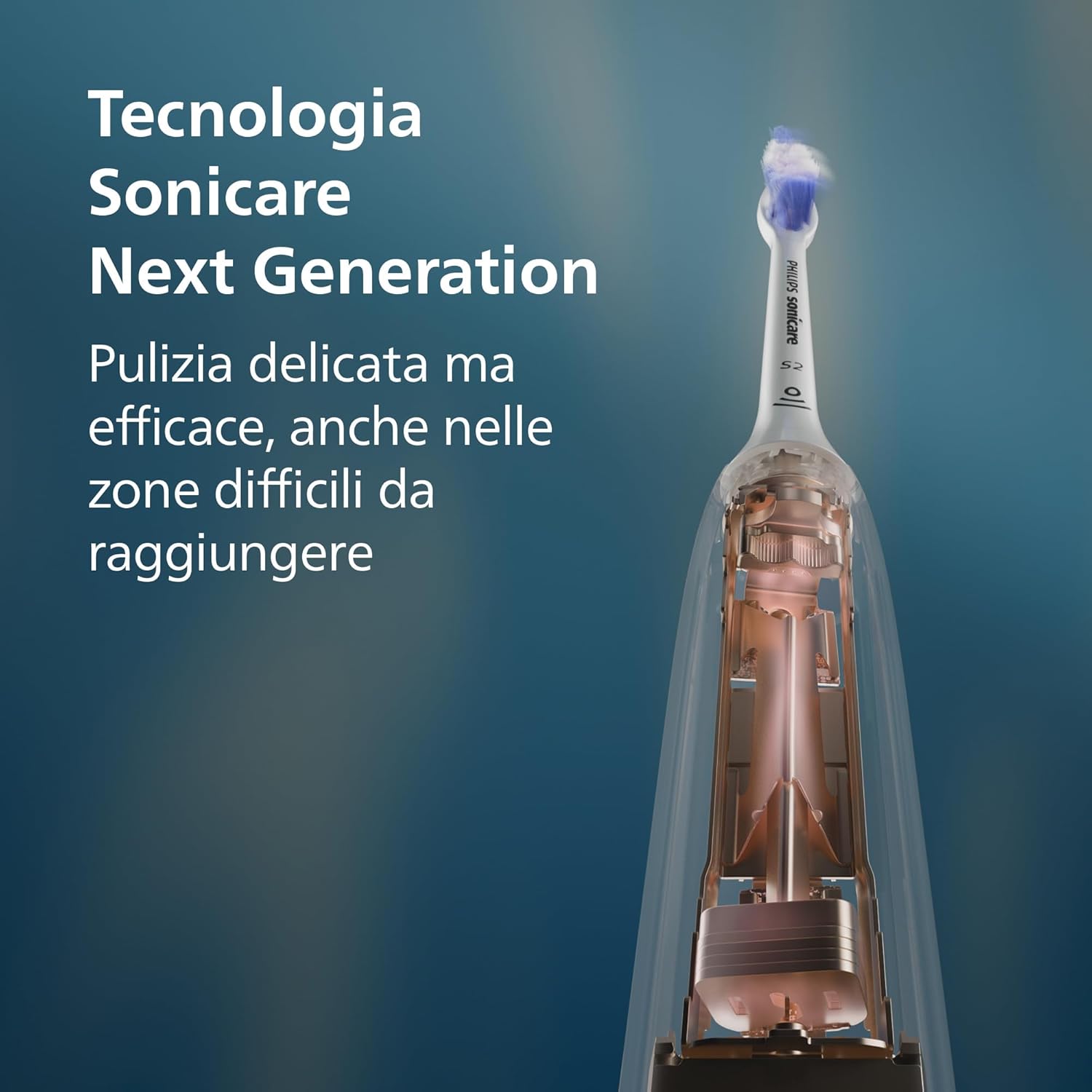 Detalle de Spazzolino elettrico Philips Sonicare Serie 6100 HX7403/07: Next Generation, 6 impostazioni, sensore di pressione e viaggio