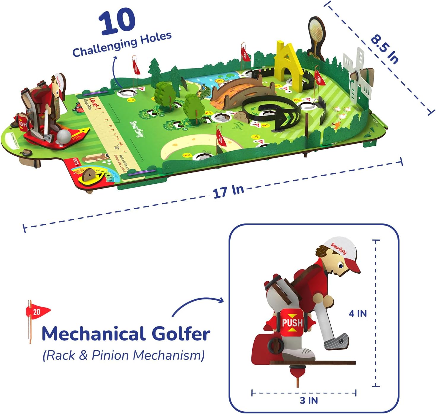 Thumbnail 3 de Smartivity DIY Mini Golf STEM Kit: Build a 10-Hole Course with a Mechanical Golfer