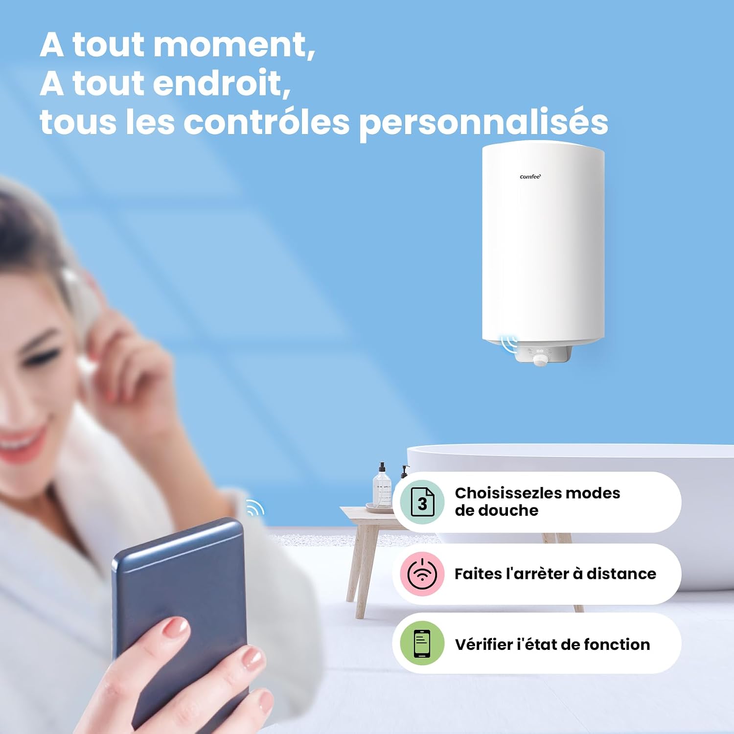 Detalle 2 de COMFEE' D80-15EFG chauffe-eau électrique 80 L mural 🌡