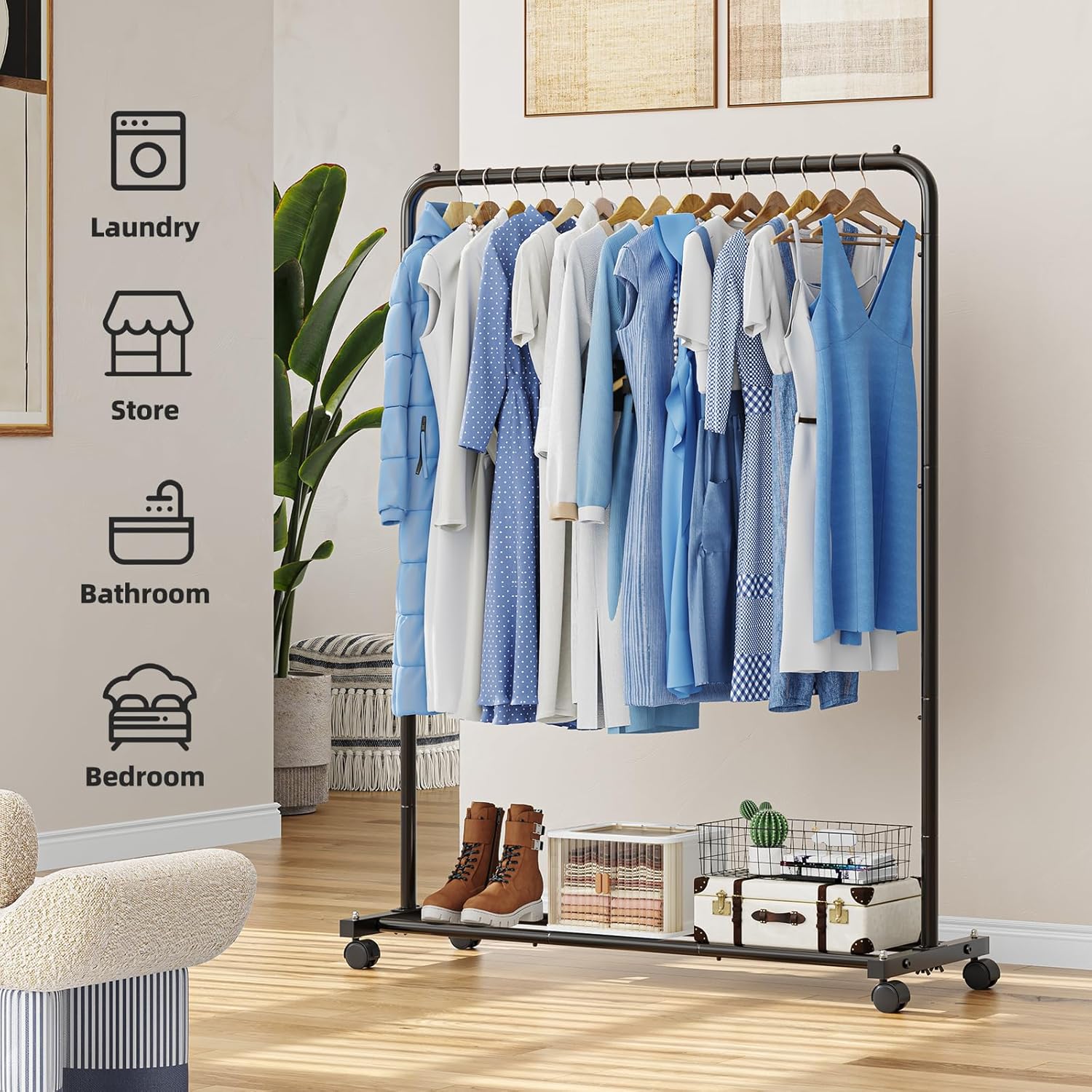 Detalle de Simple Trending Standard Clothes Rack with Storage Shelves