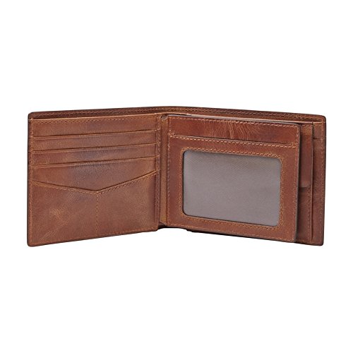Detalle 2 de Fossil Derrick billetero de piel marrón 11,4×2,5×9,5 cm 👛
