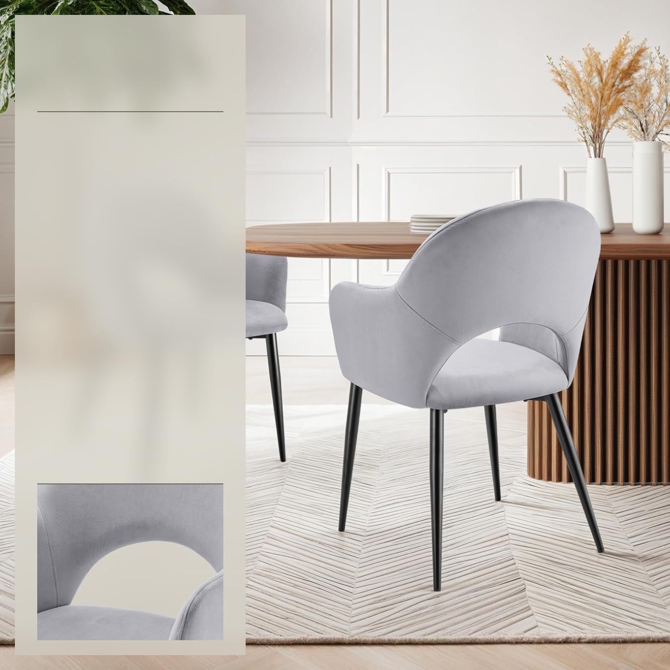 Thumbnail 3 de tectake sillas comedor elegantes gris claro