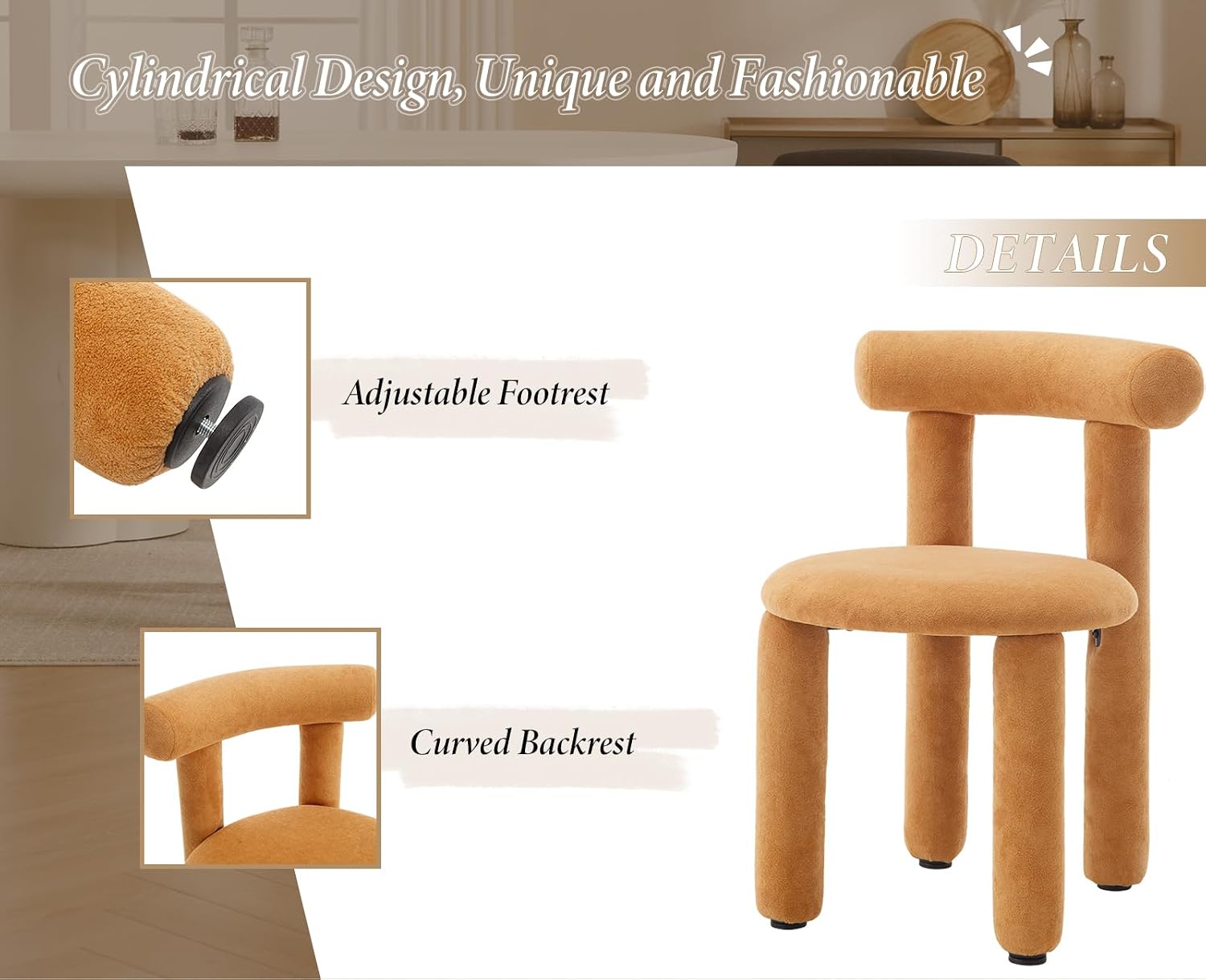Detalle 1 de chairus 57da0667-45e8-4d38-8d12-ca542fc7418d set van 2 gele stoelen in imitatiebont