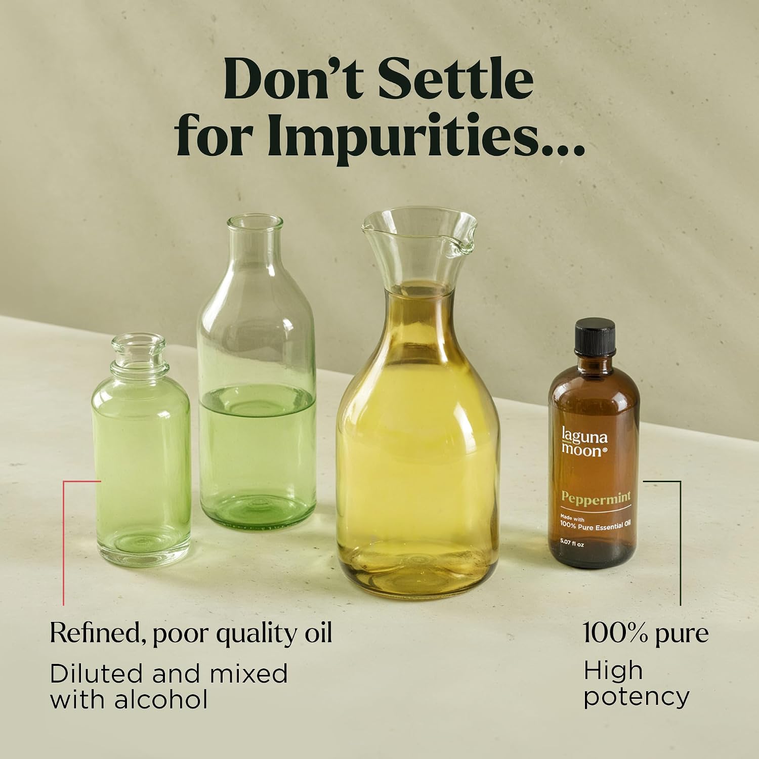 Detalle de Lagunamoon Peppermint Oil – 150mL Pure Essential Oil for Diffusers, Aromatherapy & DIY Scents
