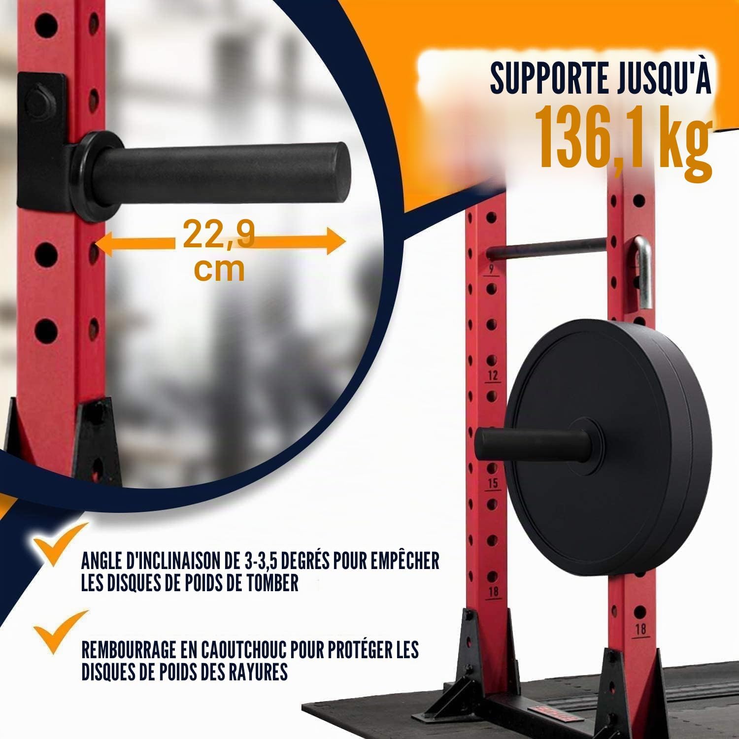Detalle de Yes4All Porte-disques Olympiques pour Rack — rangement efficace des plaques de poids 2\" x 2\" et 3\" x 2\