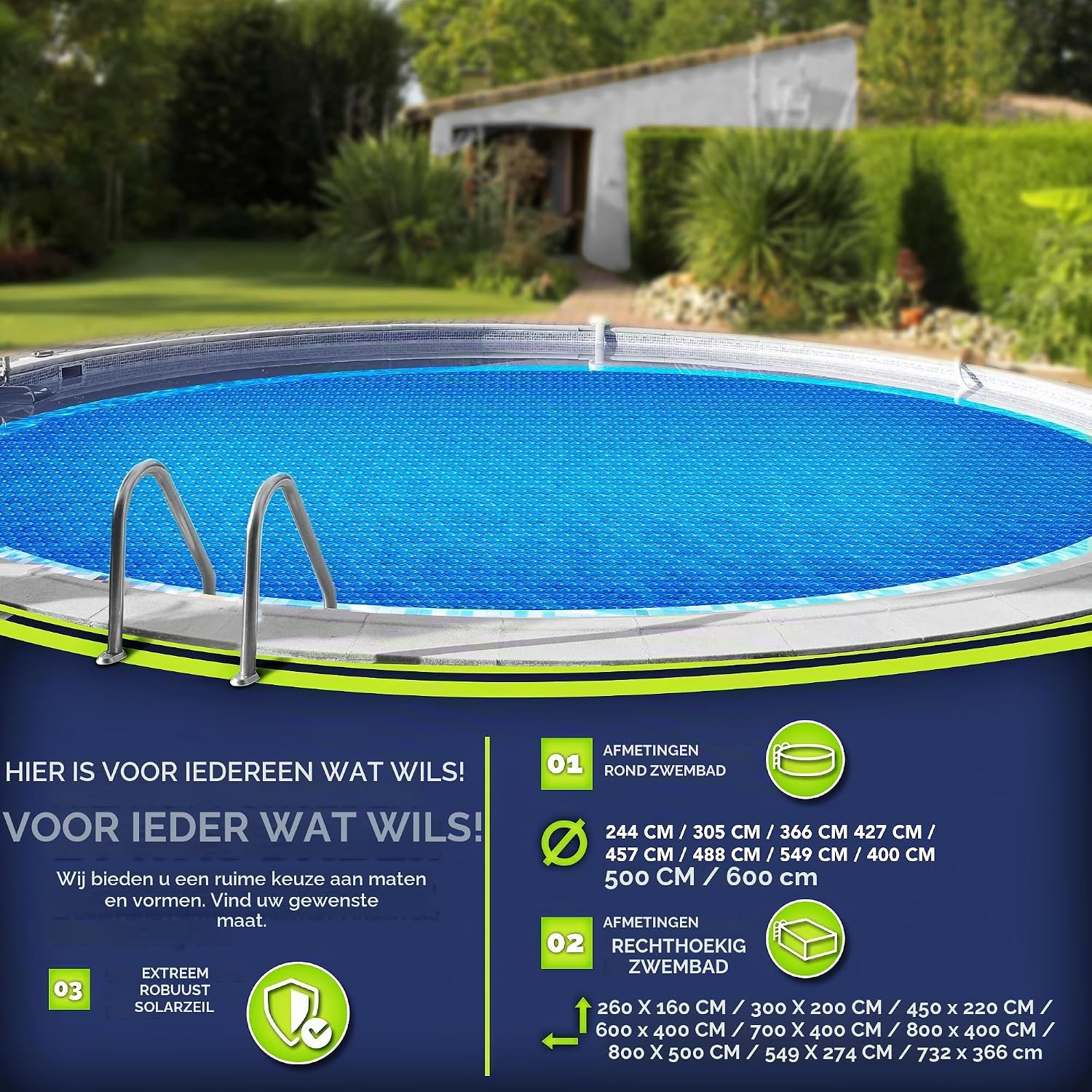 Detalle de tillvex TVPPF zwembadzeil 366 cm, 400 µm PE-zonnefolie