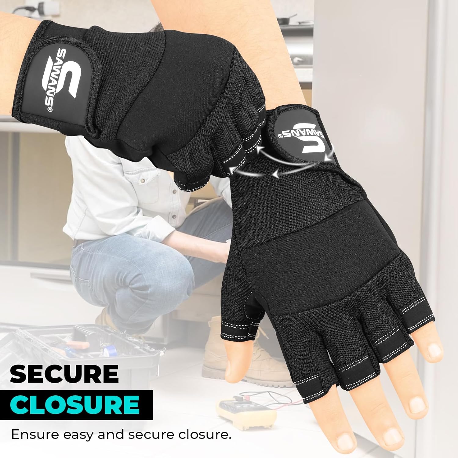Thumbnail 6 de SAWANS Guantes de trabajo sin dedos XL