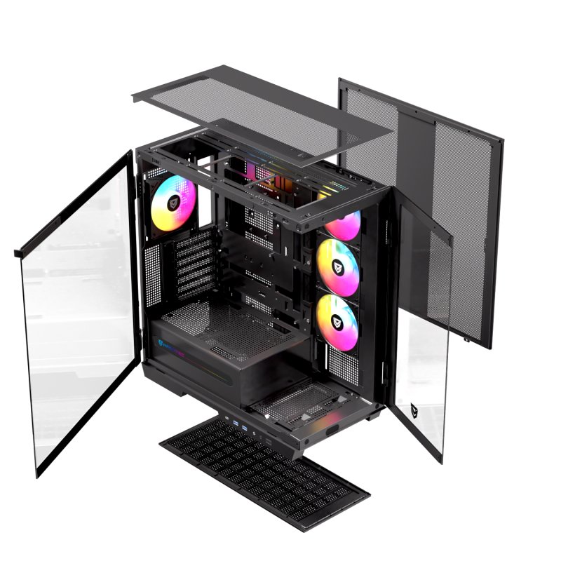 Thumbnail 1 de Nfortec Ursa ARGB Caja semitorre E-ATX con USB-C negra 🖥