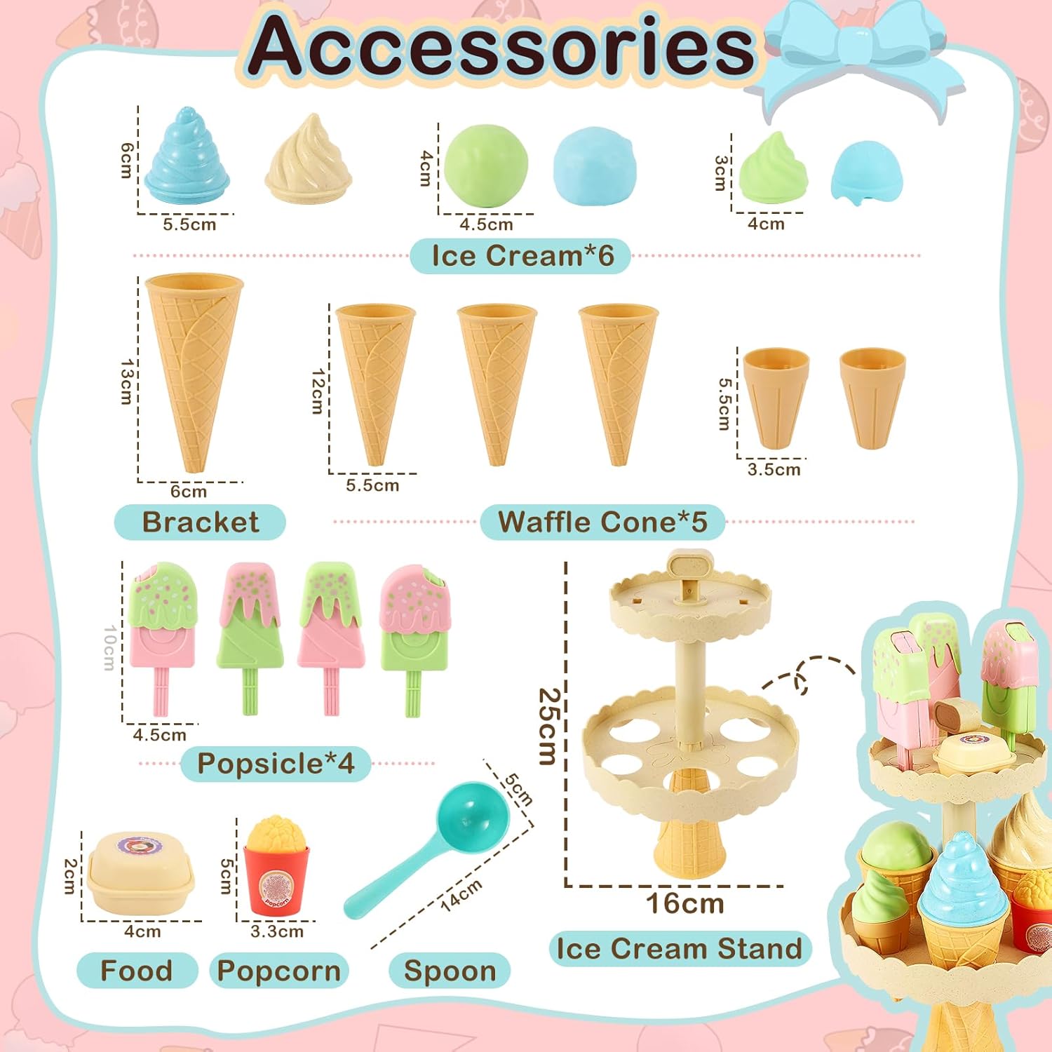 Thumbnail 4 de AOLEVA Eis-Spielzeug für Kinder: Zubehör für Kinder-Eisdiele ab 3 Jahren