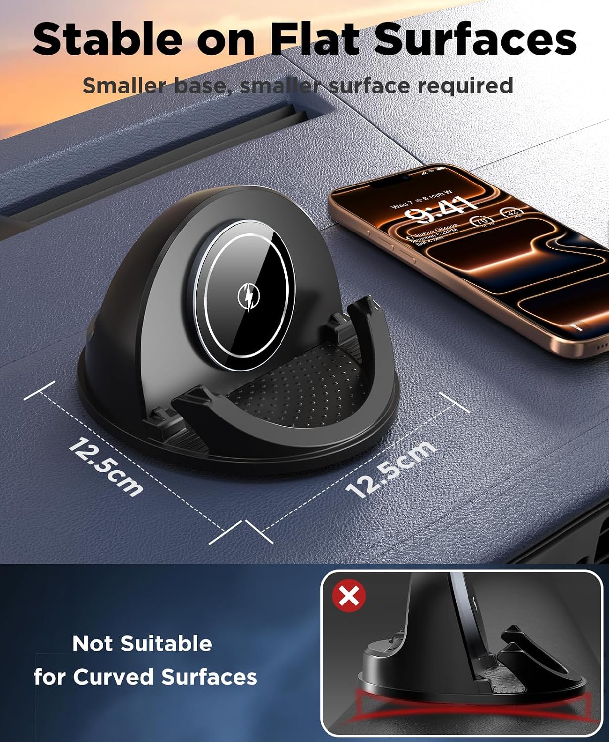 Detalle de Beeasy Wireless Car Charger Dashboard 15W (with Cooling Fan) Qi phone holder