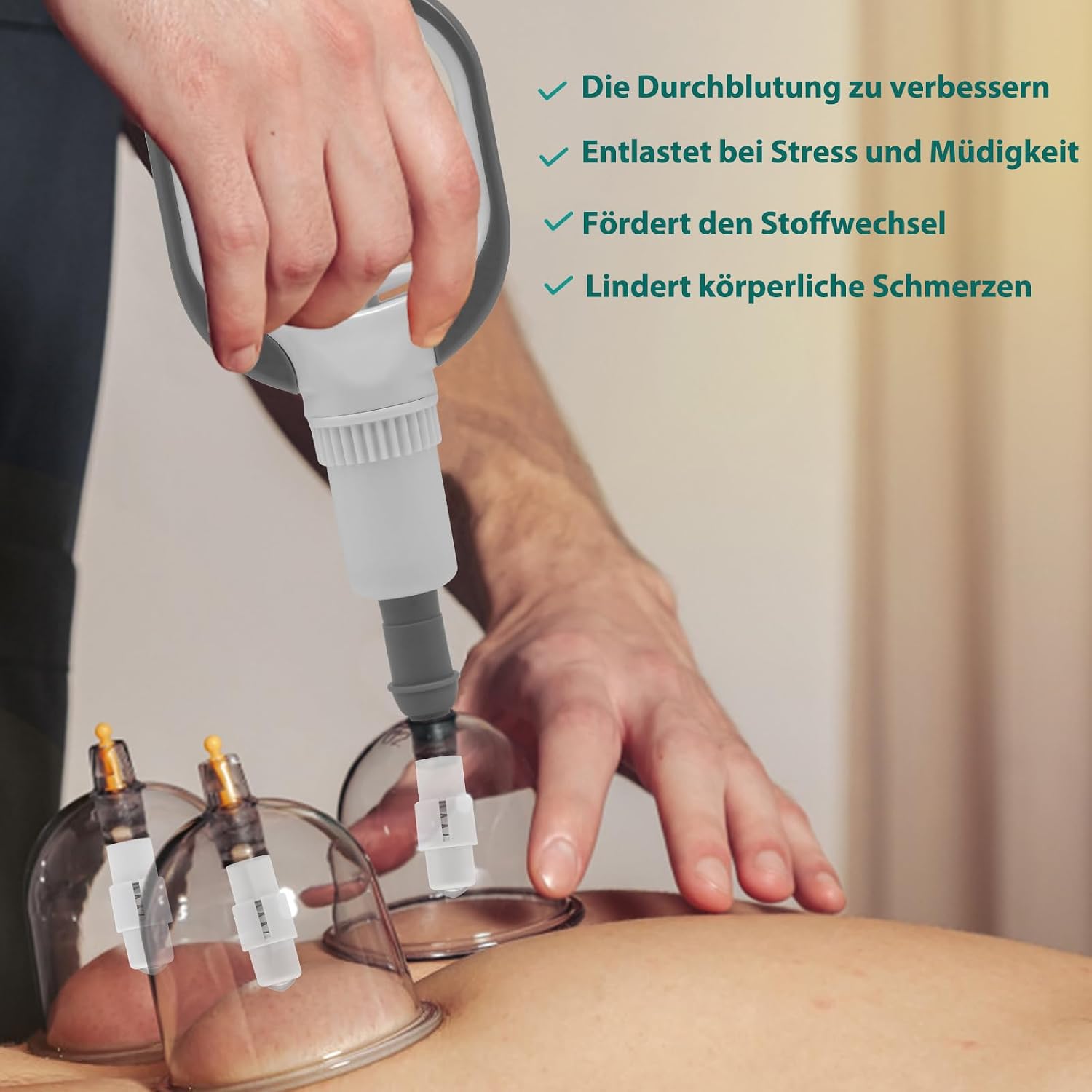 Detalle 2 de 24 Stück Schröpfgläser mit Vakuumpumpe
