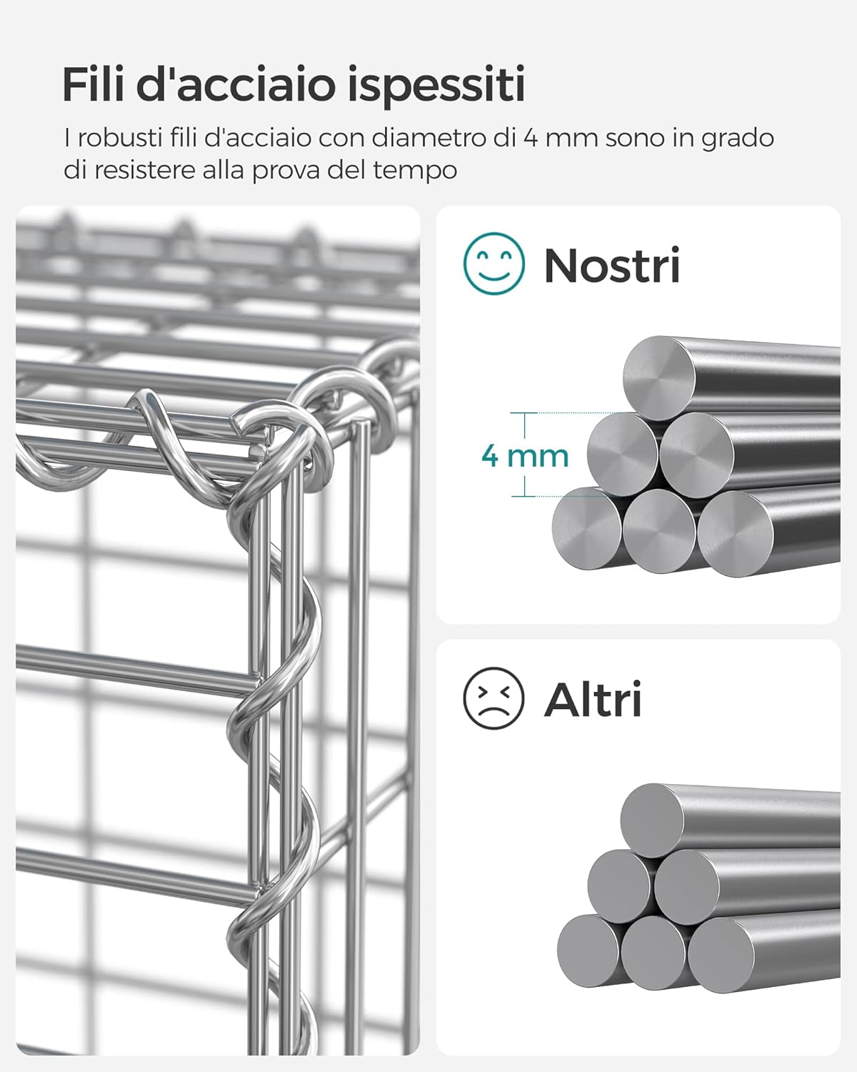 Detalle de SONGMICS GGB283V1 Gabion pour Pierre 100 x 80 x 30 cm