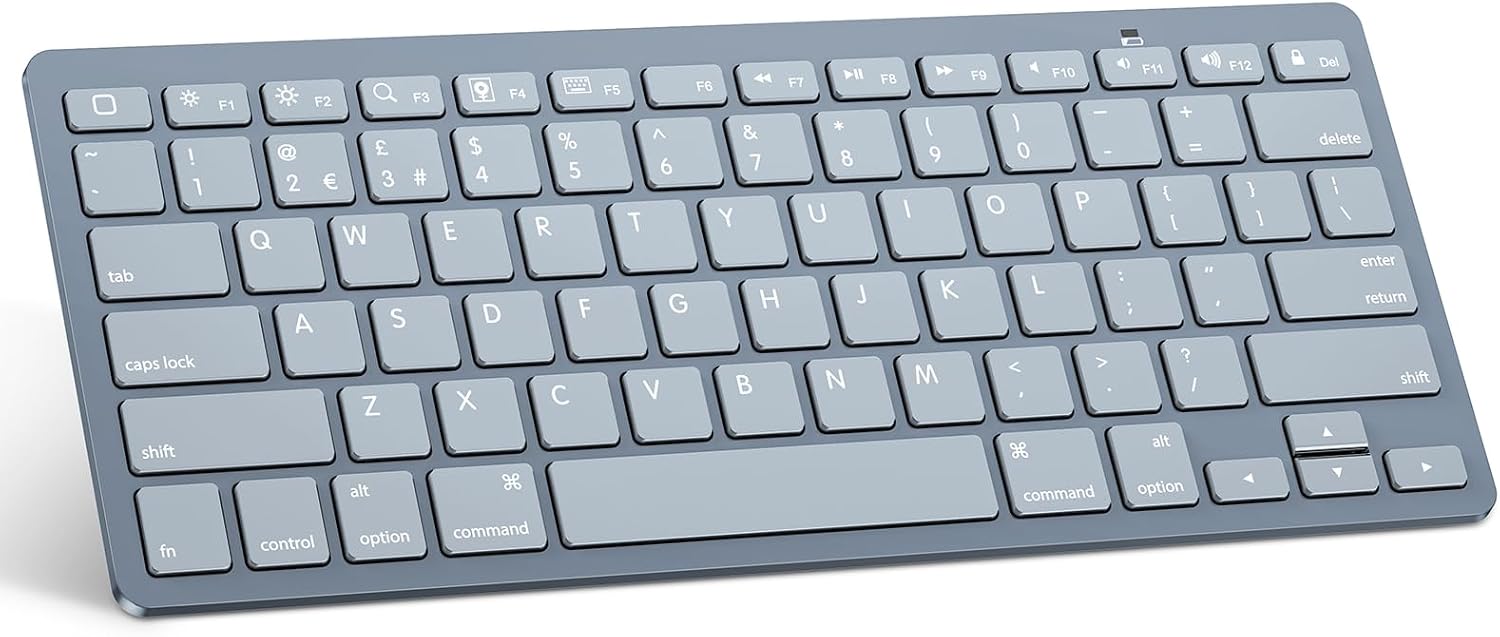 Detalle de OMOTON Bluetooth Wireless Keyboard for iOS (UK QWERTY) in Light Blue