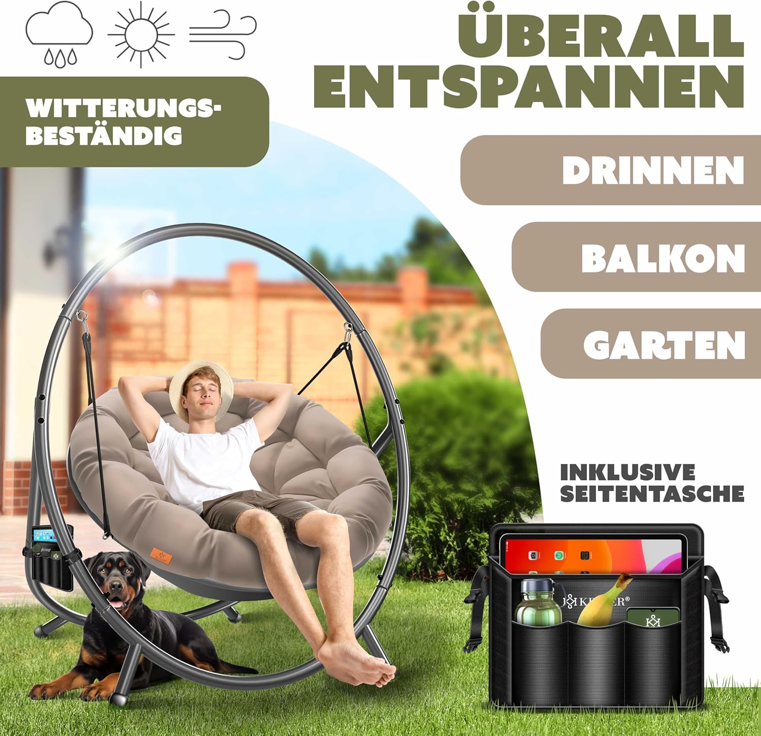 Thumbnail 3 de KESSER Bali Hängesessel mit Gestell 150 kg