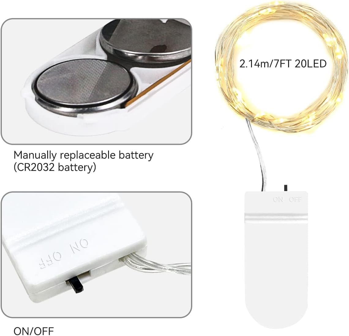 Detalle 2 de LED Lichterkette 16 Stück mit Batterien 2 m