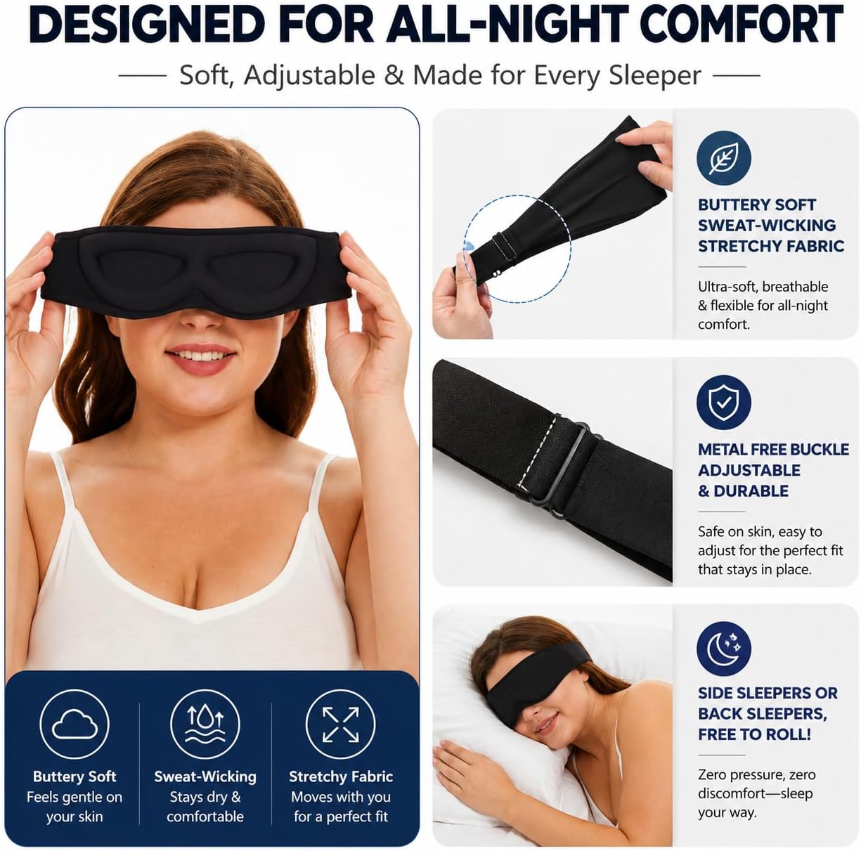 Detalle 2 de ALASKA BEAR AB-EM001-25 Contoured Sleep Mask, Memory Foam, Adjustable Headband