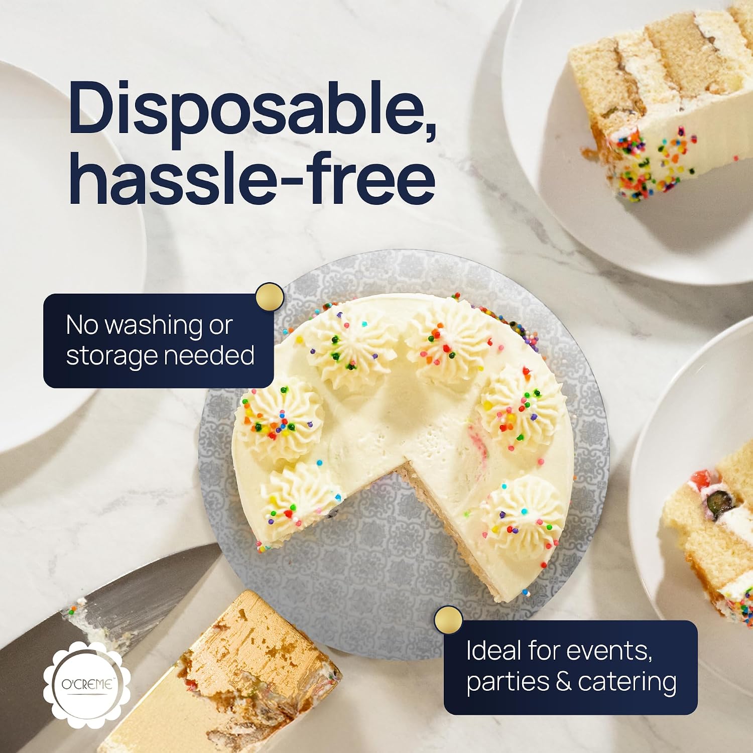 Detalle de O'CREME 14-Inch Round Cake Drum Boards, Silver Foil, 10-Pack